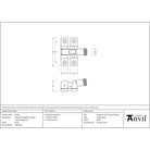Black Brompton Brighton Fastener - Narrow (Square) - Brighton Fasteners - From The Anvil - Yester Home