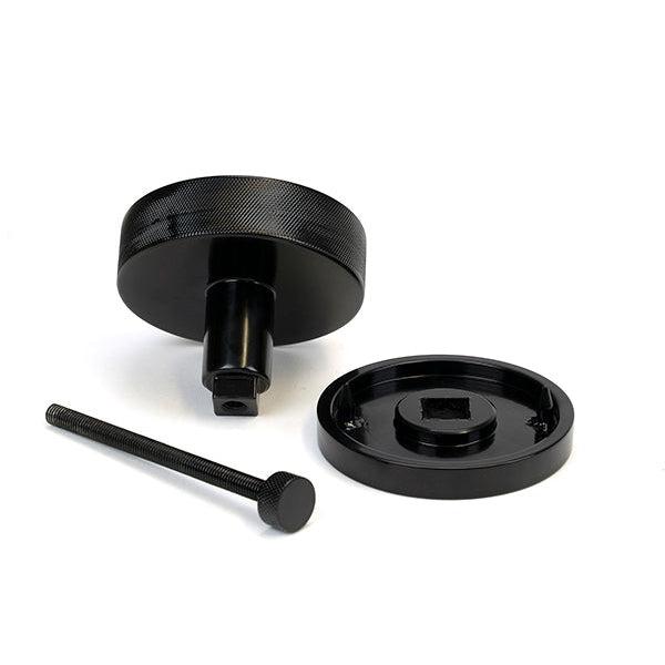 Black Brompton Centre Door Knob (Art Deco) | From The Anvil-Centre Door Knobs-Yester Home