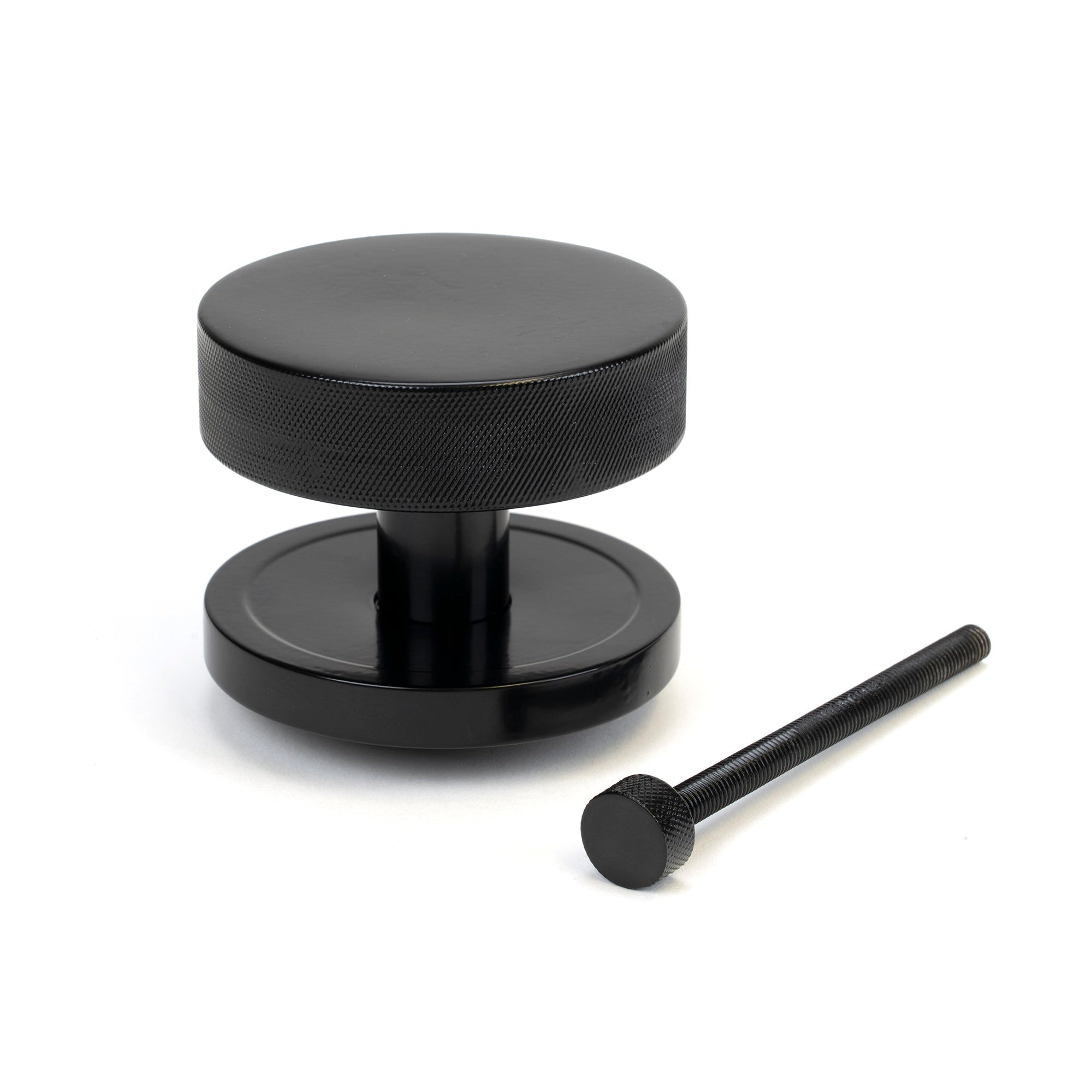 Black Brompton Centre Door Knob (Plain) | From The Anvil-Centre Door Knobs-Yester Home