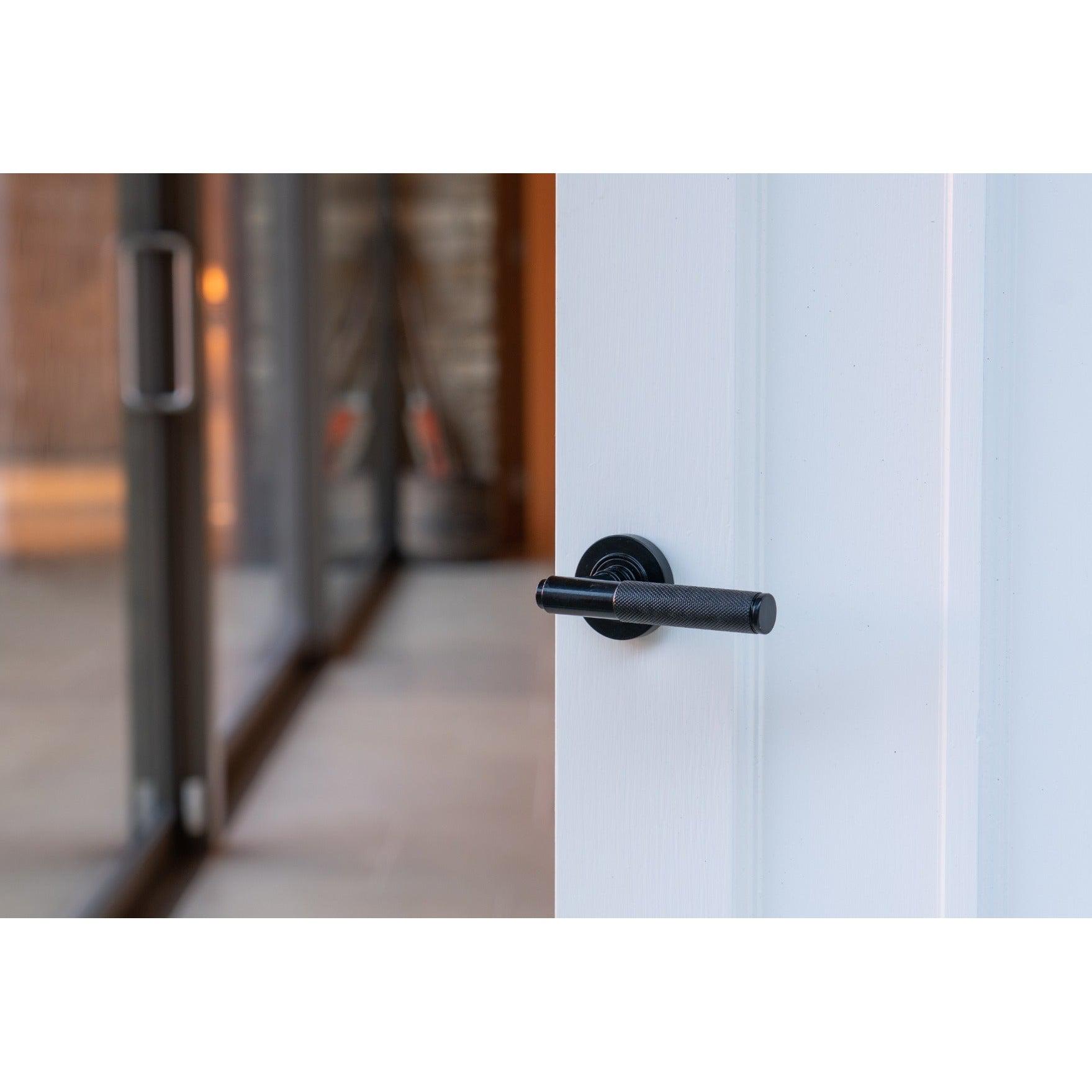 Black Brompton Lever on Rose Set (Plain) | From The Anvil-Concealed-Yester Home