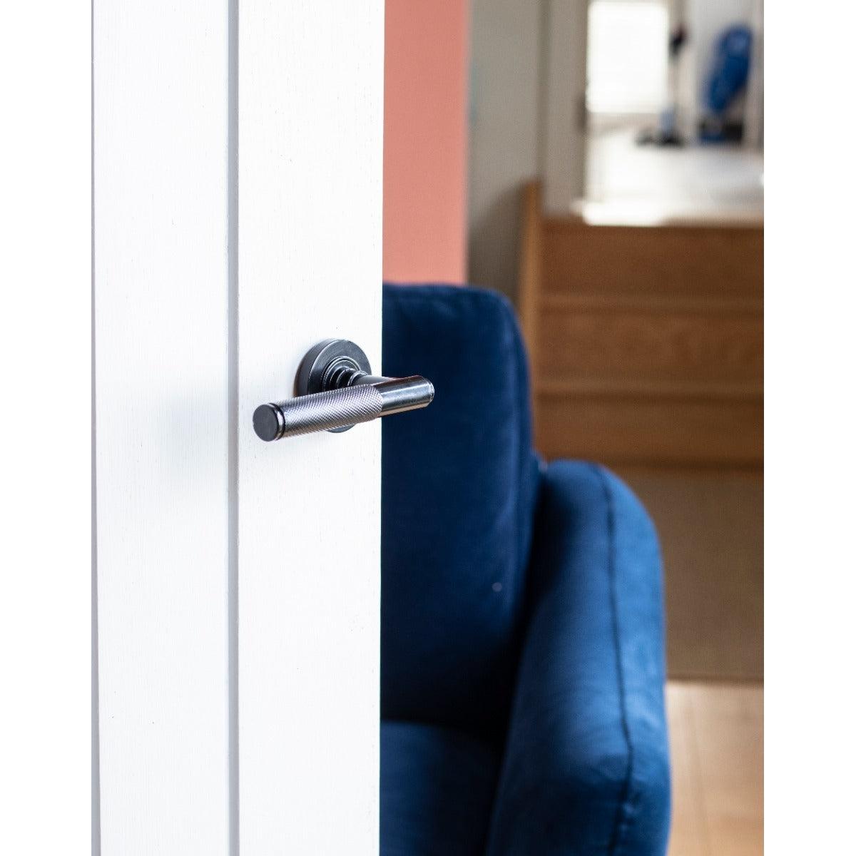 Black Brompton Lever on Rose Set (Plain) - Unsprung | From The Anvil-Concealed-Yester Home