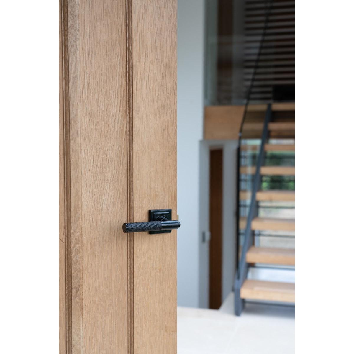 Black Brompton Lever on Rose Set (Square) - Unsprung | From The Anvil-Concealed-Yester Home
