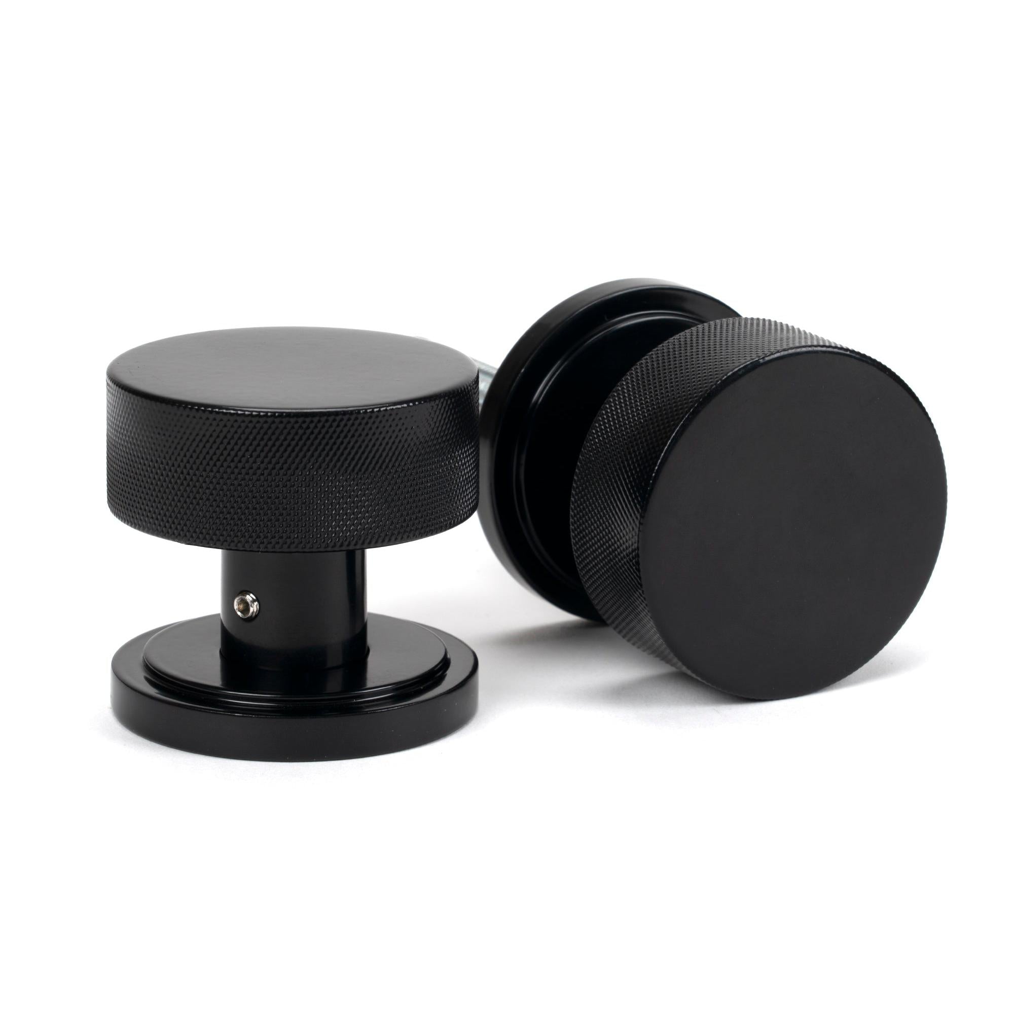 Black Brompton Mortice/Rim Knob Set (Art Deco) | From The Anvil - Mortice Knobs - From The Anvil - Yester Home