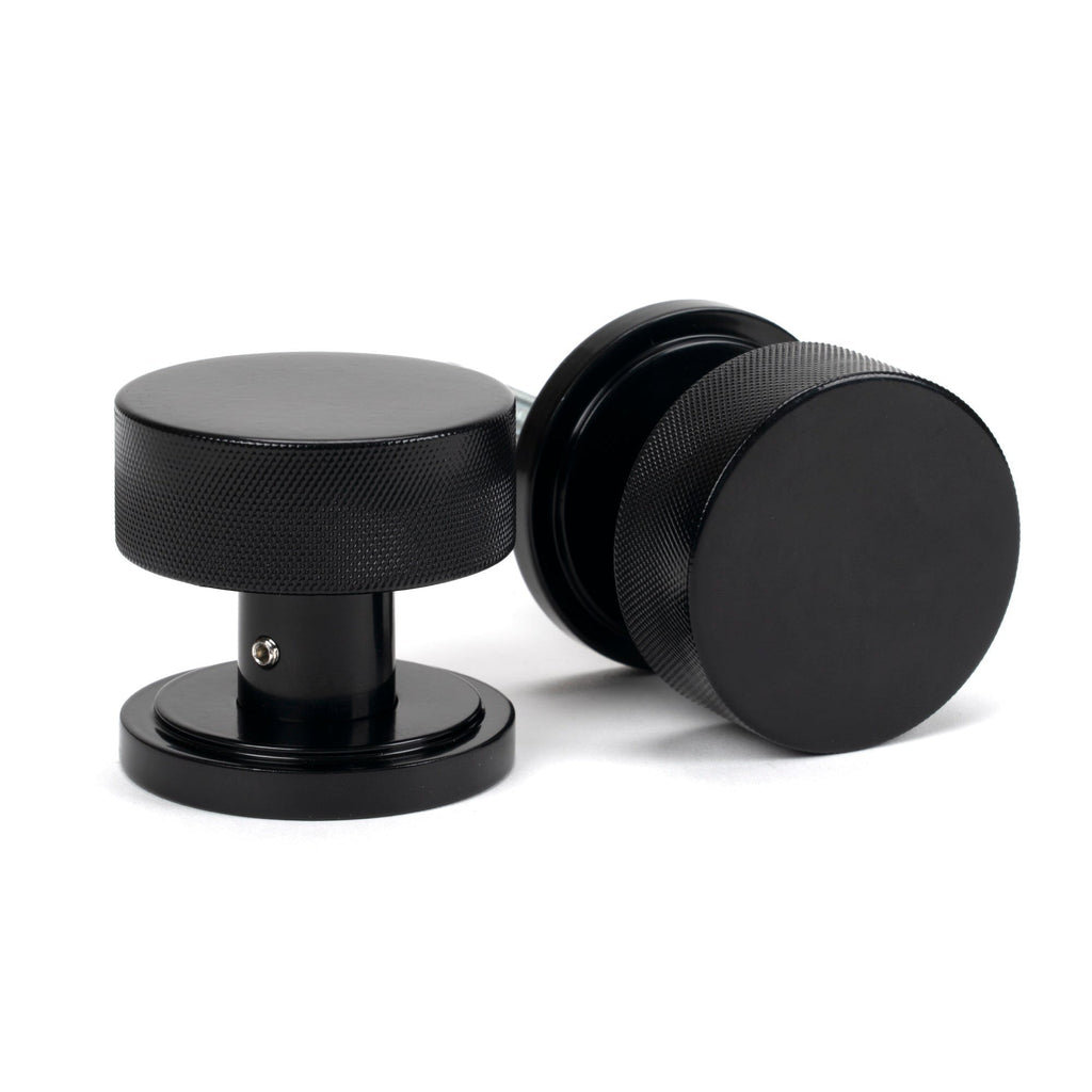 Black Brompton Mortice/Rim Knob Set (Art Deco) | From The Anvil-Mortice Knobs-Yester Home