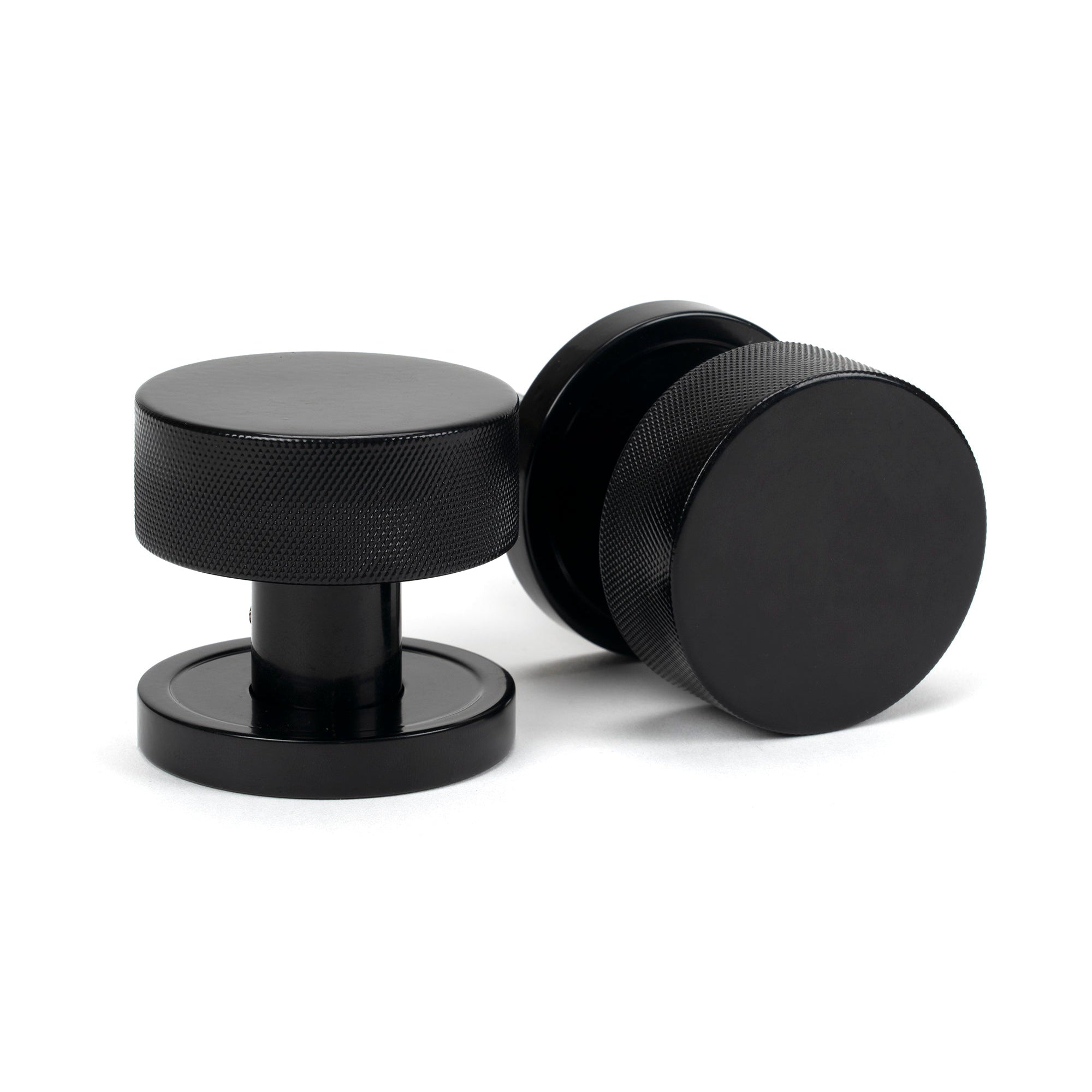 Black Brompton Mortice/Rim Knob Set (Plain) | From The Anvil-Mortice Knobs-Yester Home