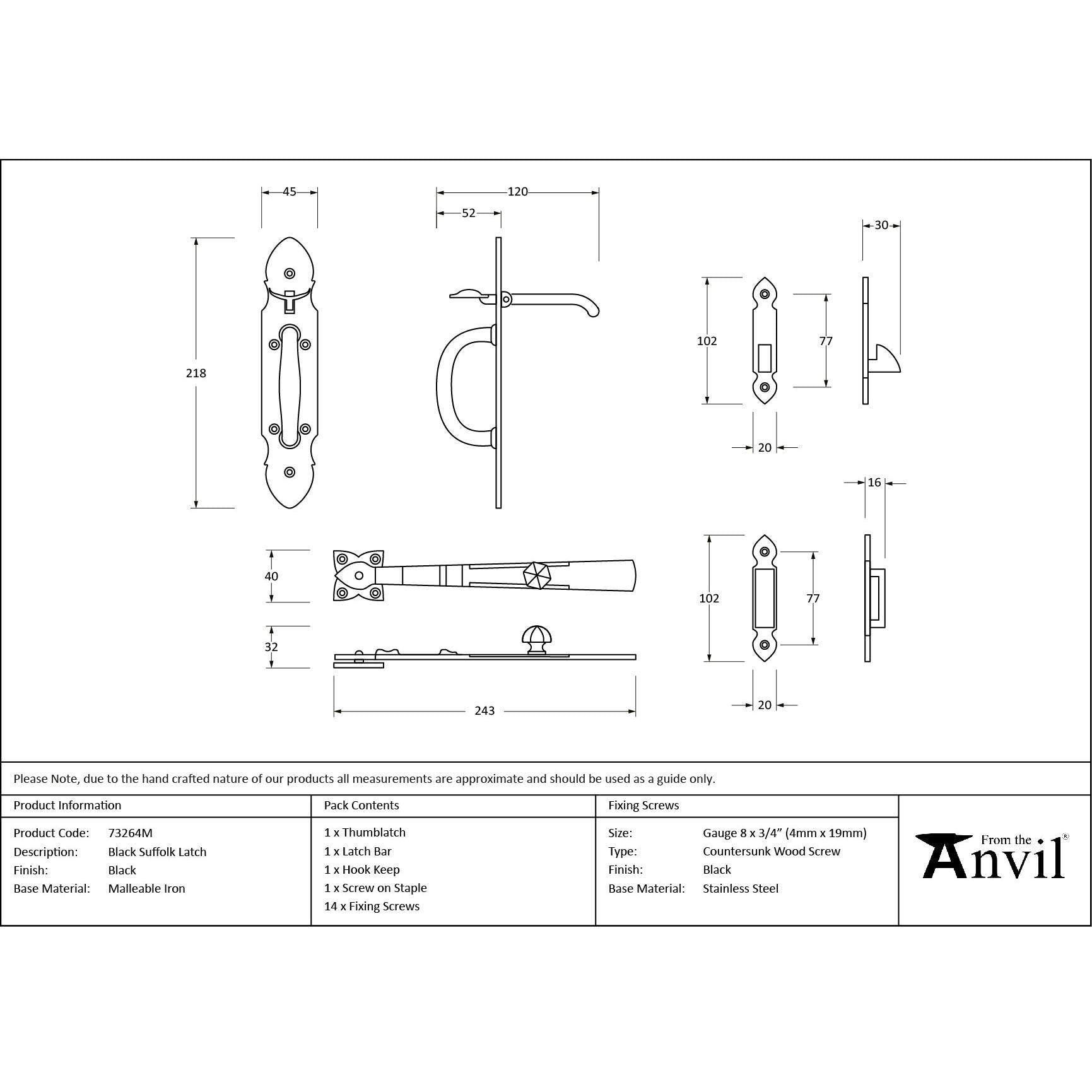 Black Cast Suffolk Latch | From The Anvil - Thumblatches - From The Anvil - Yester Home