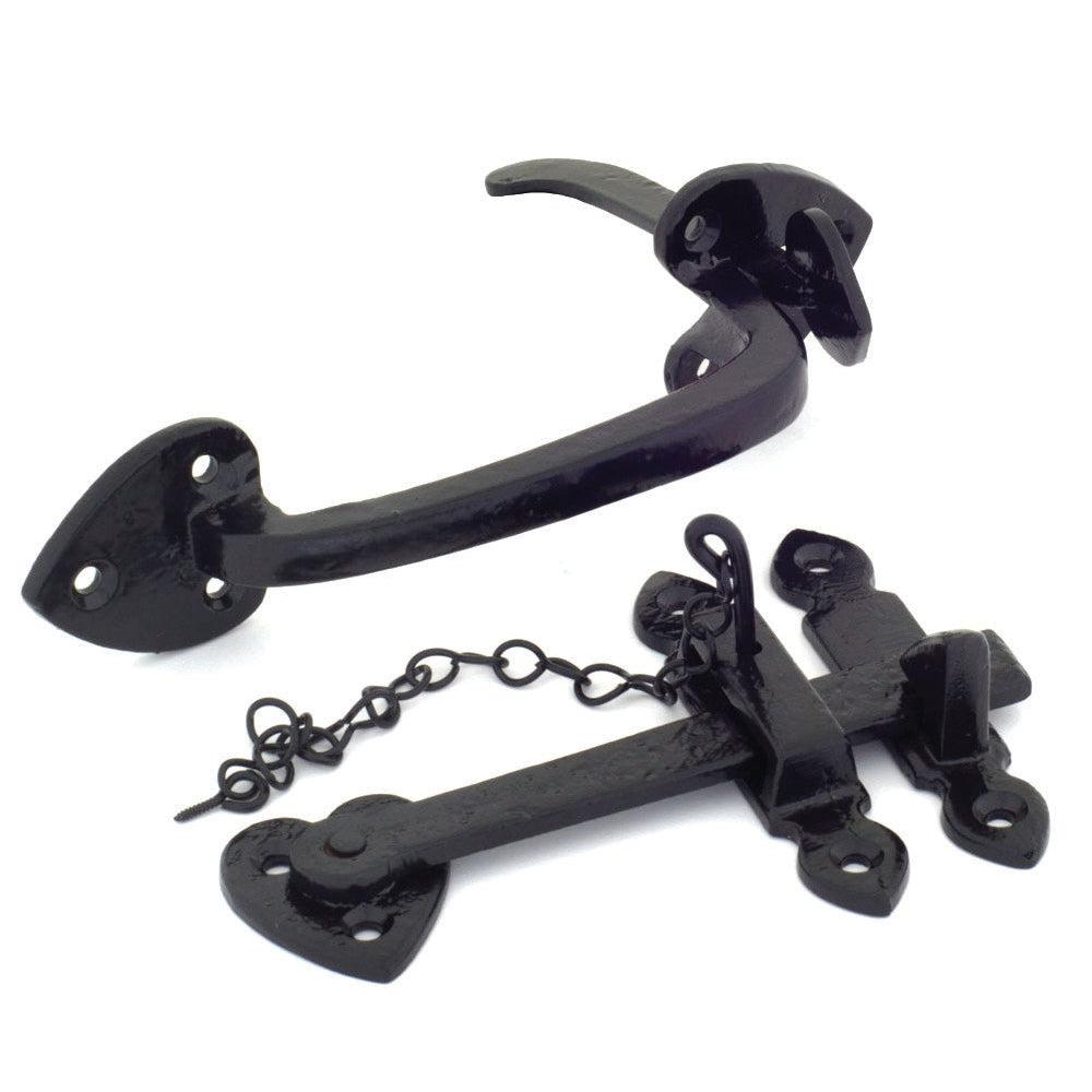 Black Cast Thumblatch Set with Chain | From The Anvil-Thumblatches-Yester Home