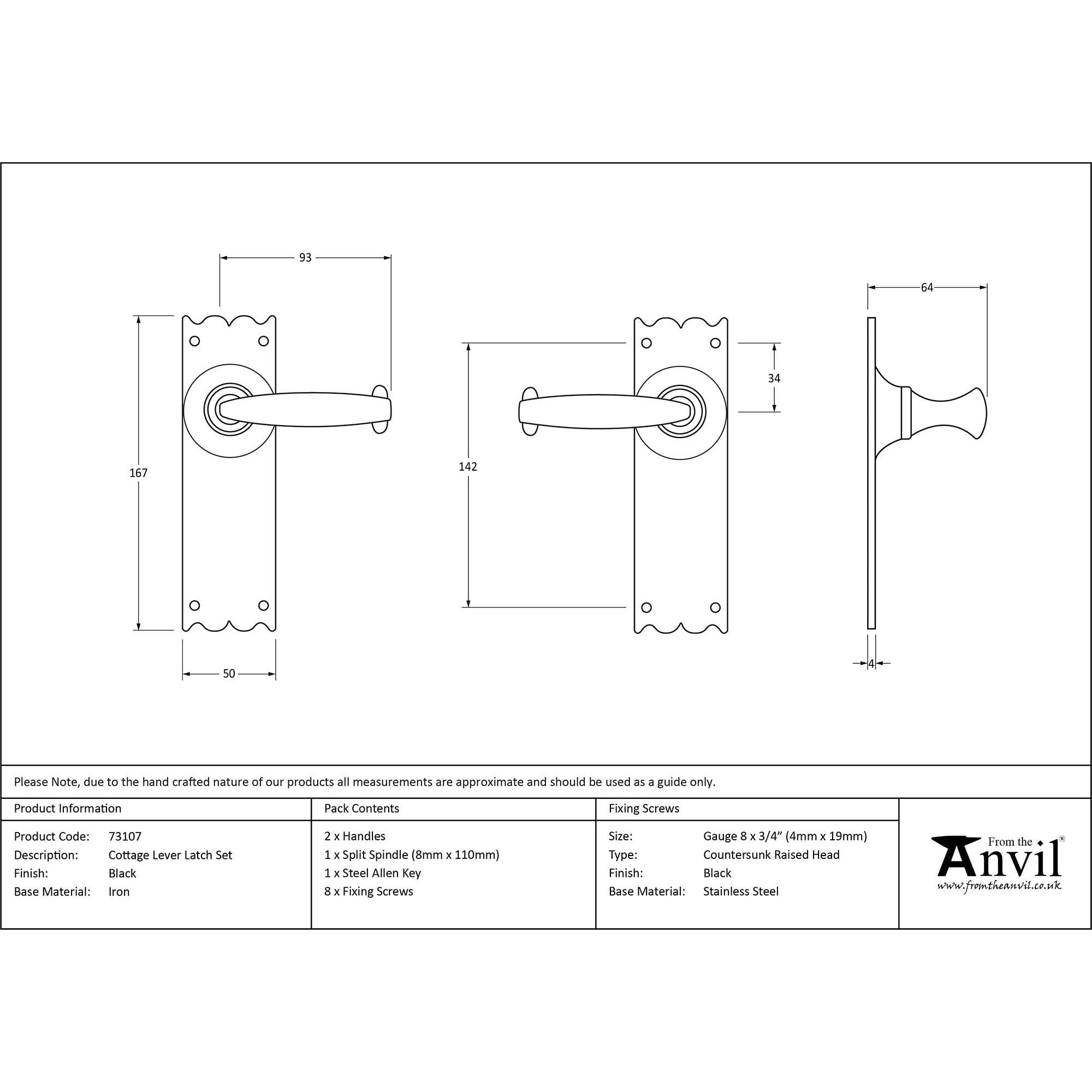 Black Cottage Lever Latch Set | From The Anvil - Lever Latch - From The Anvil - Yester Home