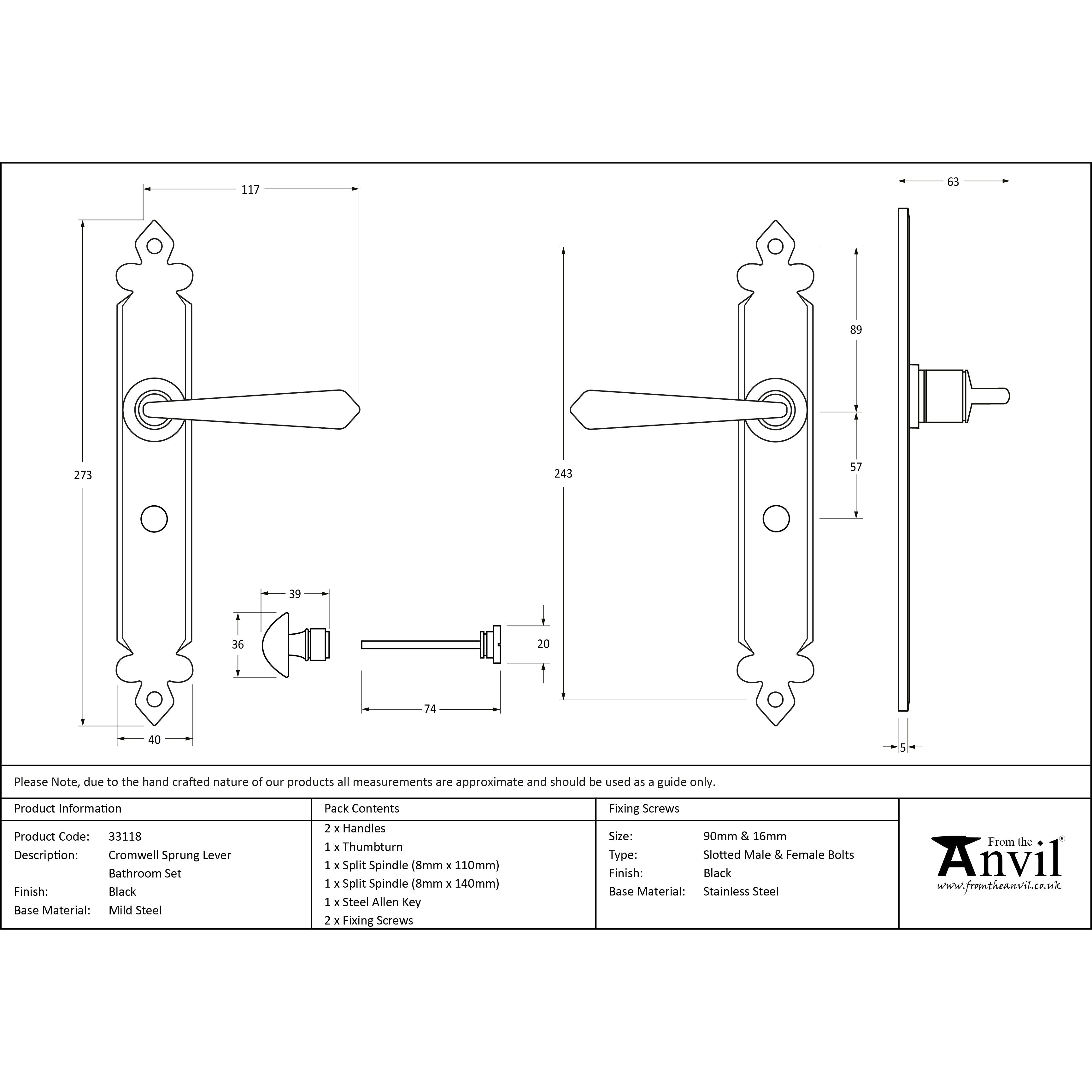 Black Cromwell Lever Bathroom Set | From The Anvil-Lever Bathroom-Yester Home