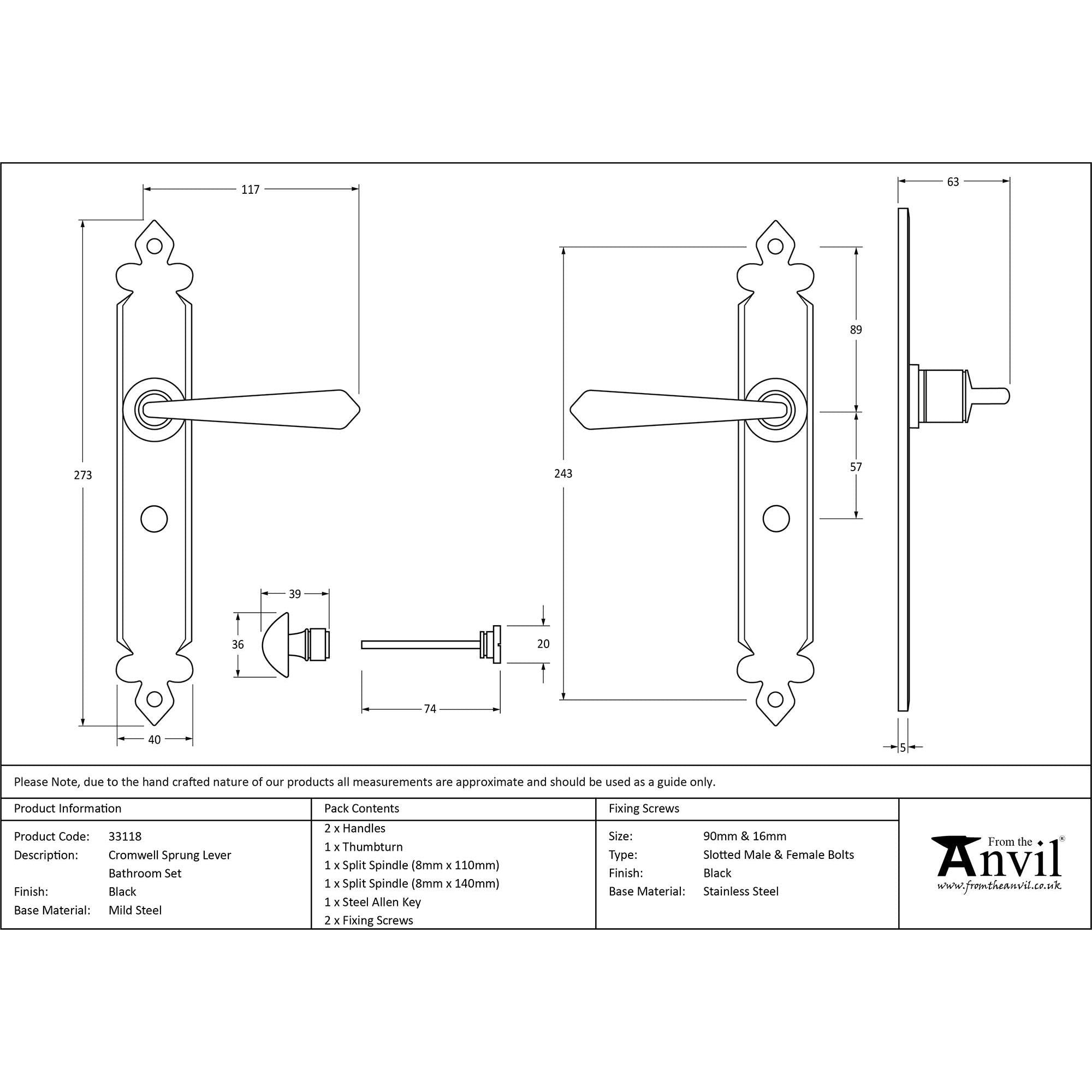 Black Cromwell Lever Bathroom Set | From The Anvil - Lever Bathroom - From The Anvil - Yester Home