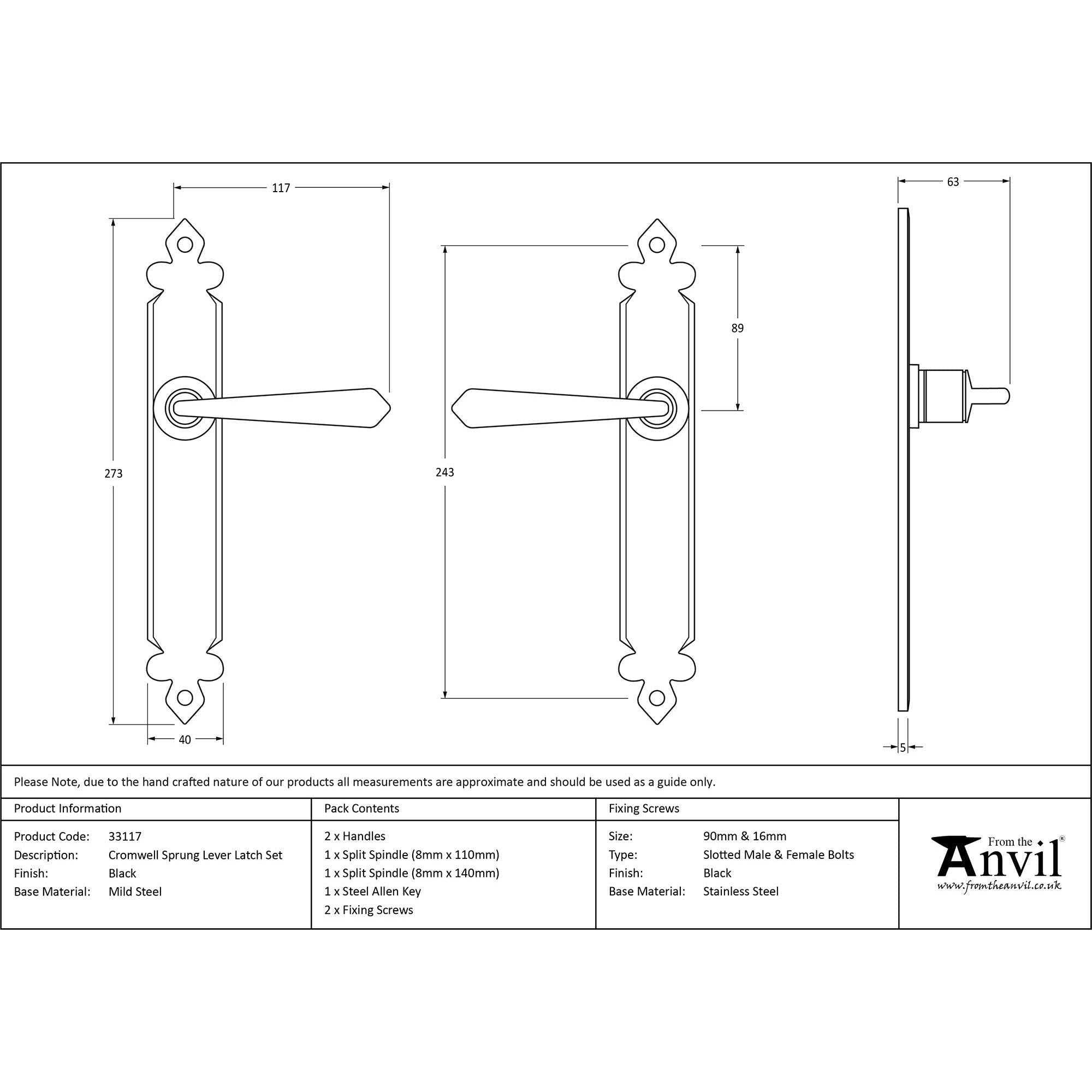 Black Cromwell Lever Latch Set | From The Anvil - Lever Latch - From The Anvil - Yester Home