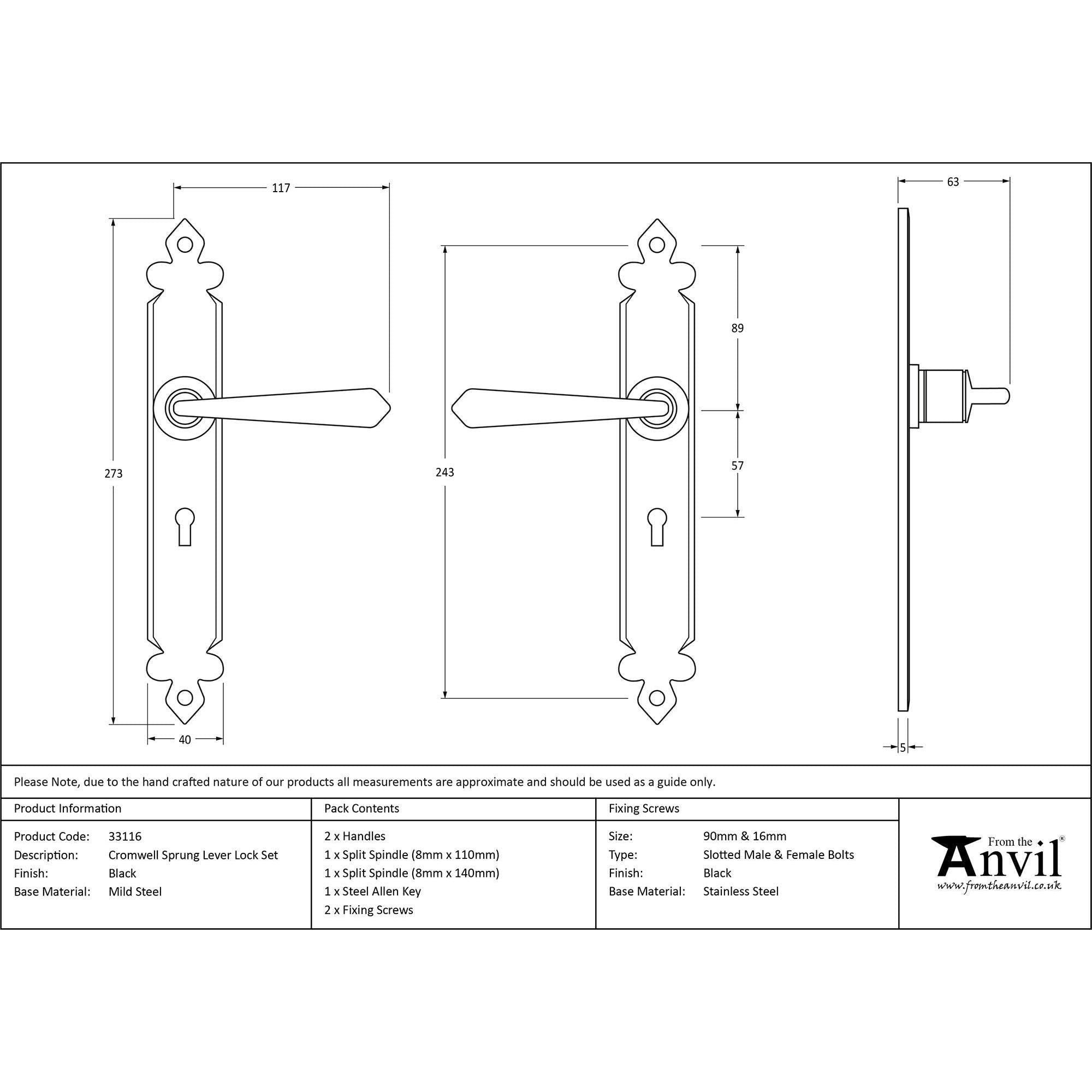 Black Cromwell Lever Lock Set | From The Anvil - Lever Lock - From The Anvil - Yester Home