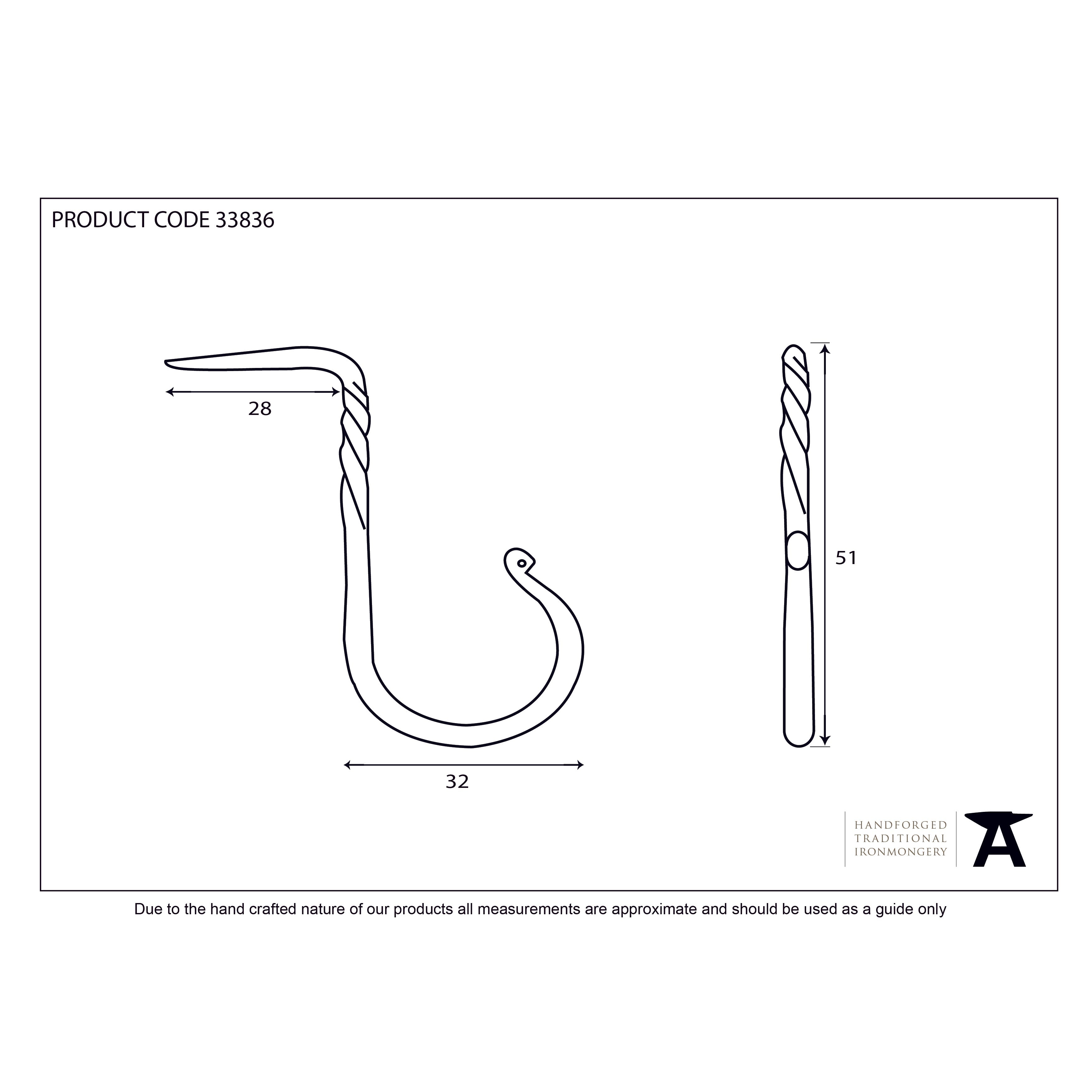 Black Cup Hook - Medium | From The Anvil-Cup Hooks-Yester Home