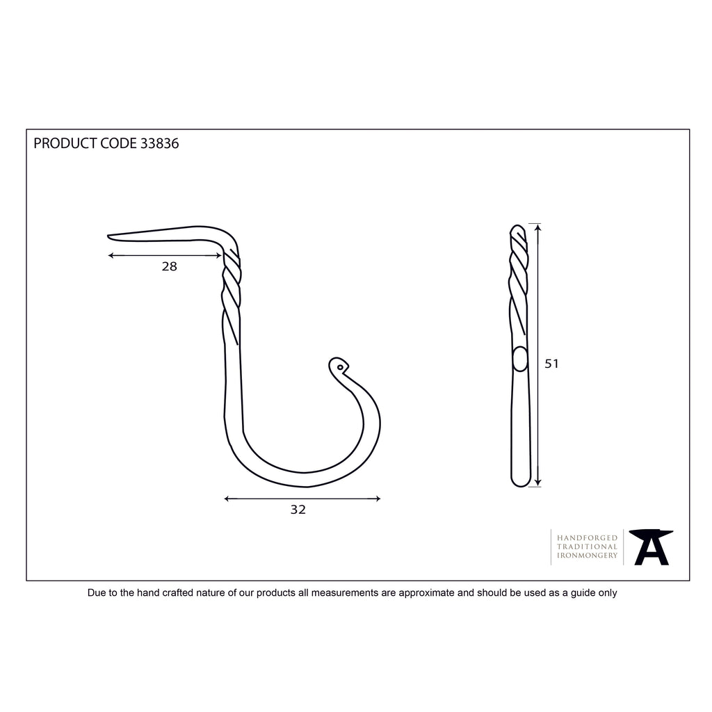 Black Cup Hook - Medium | From The Anvil-Cup Hooks-Yester Home
