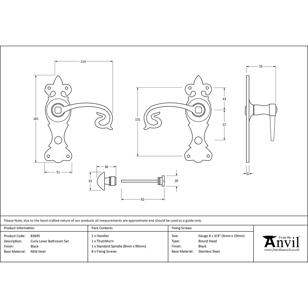 Black Curly Lever Bathroom Set | From The Anvil-Lever Bathroom-Yester Home
