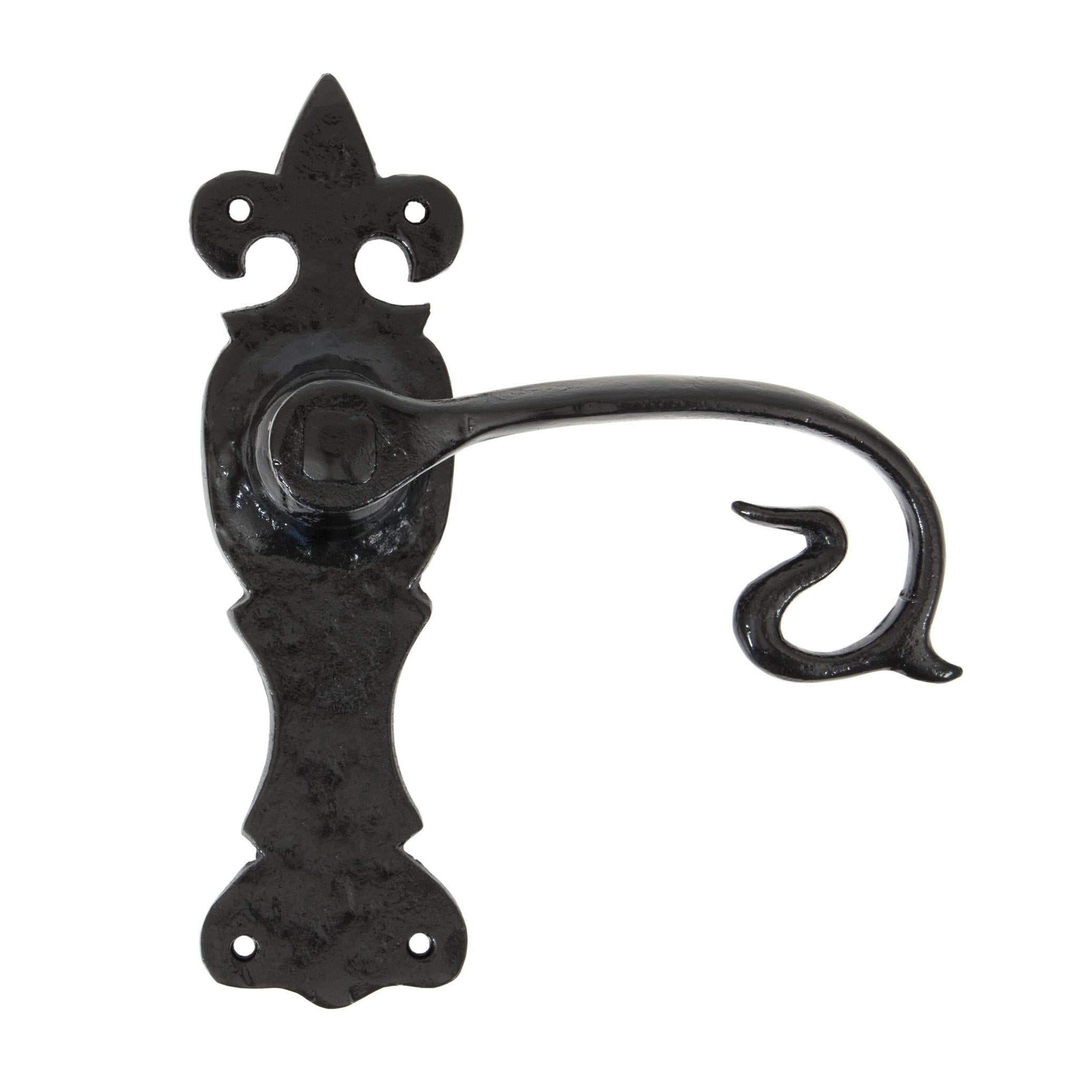 Black Curly Lever Latch Set | From The Anvil - Lever Latch - From The Anvil - Yester Home