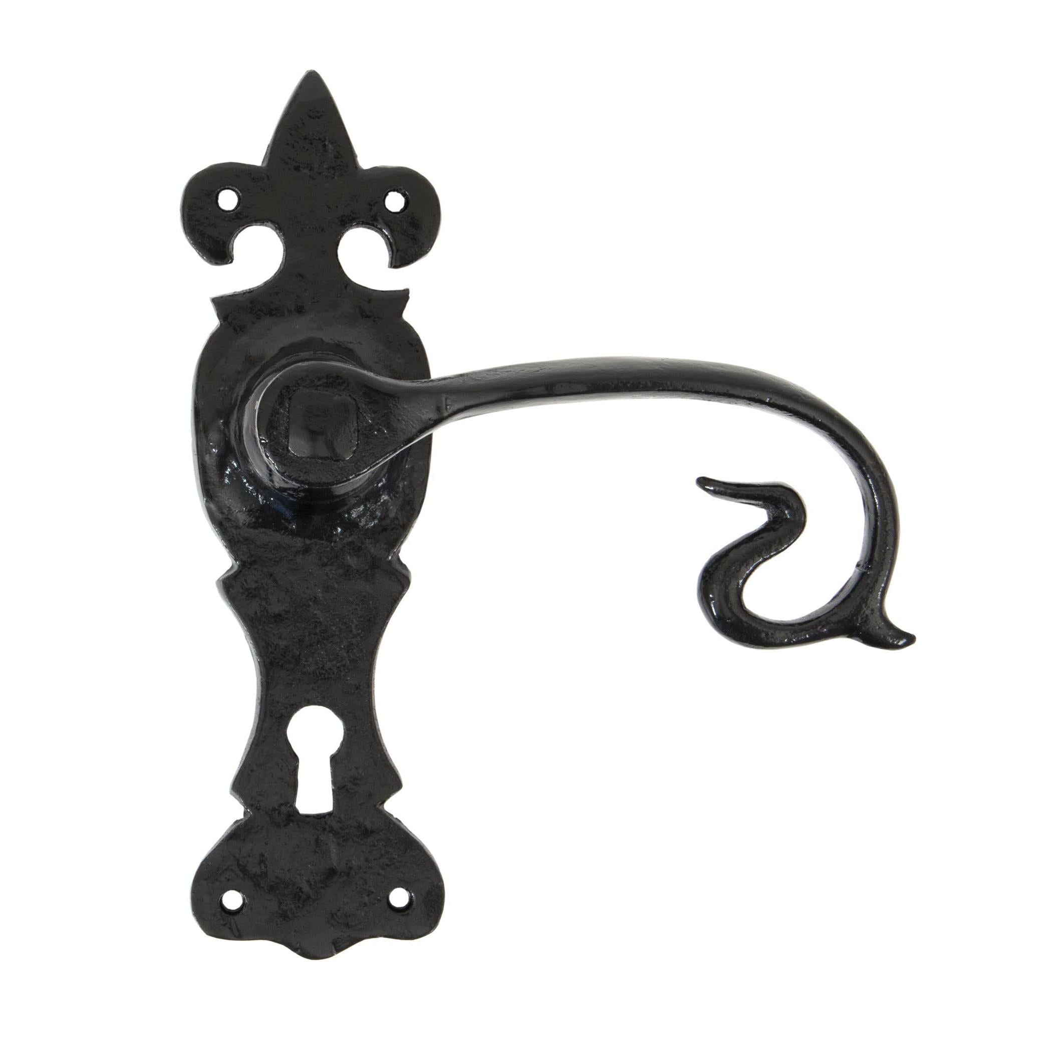 Black Curly Lever Lock Set | From The Anvil - Lever Lock - From The Anvil - Yester Home