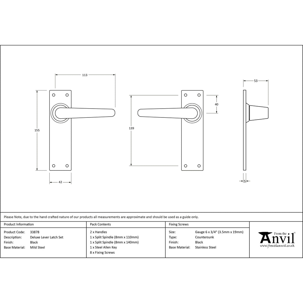 Black Deluxe Lever Latch Set | From The Anvil-Lever Latch-Yester Home