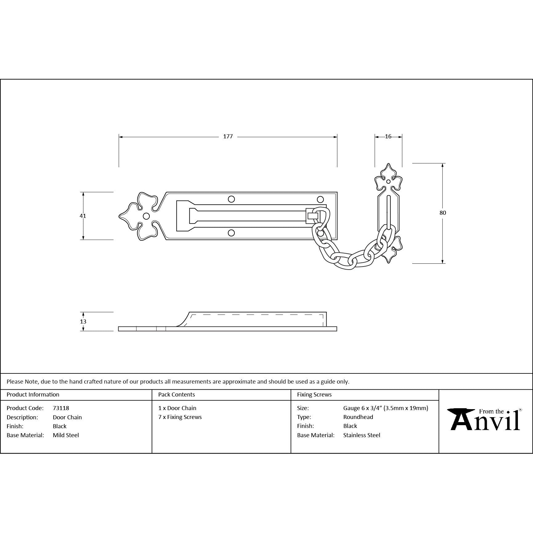 Black Door Chain | From The Anvil - Security - From The Anvil - Yester Home