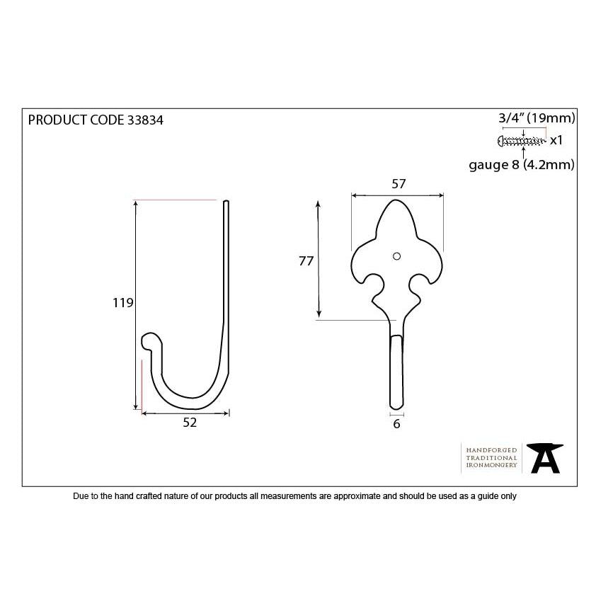 Black Fleur-De-Lys Coat Hook | From The Anvil-Coat Hooks-Yester Home