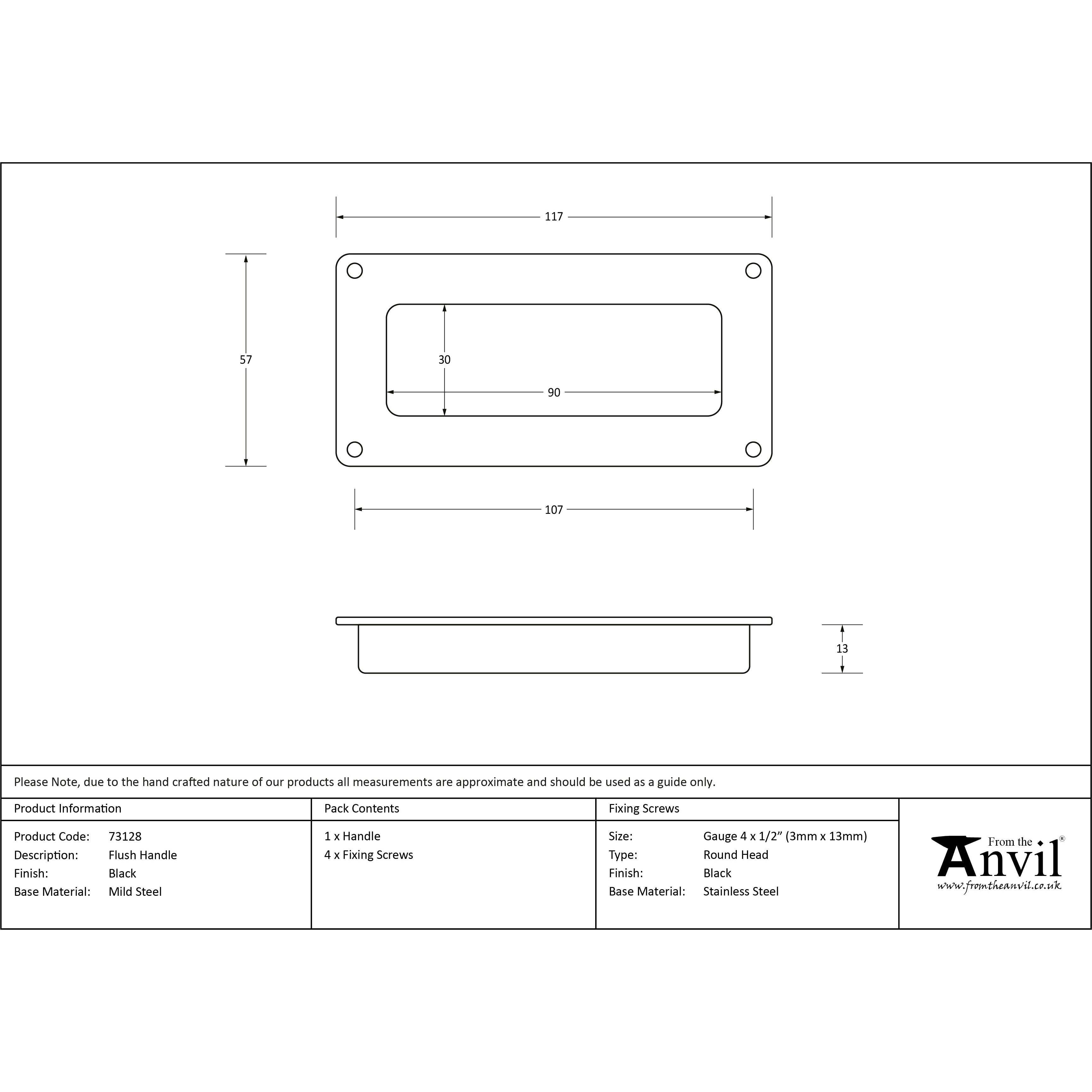 Black Flush Handle | From The Anvil-Flush Handles-Yester Home