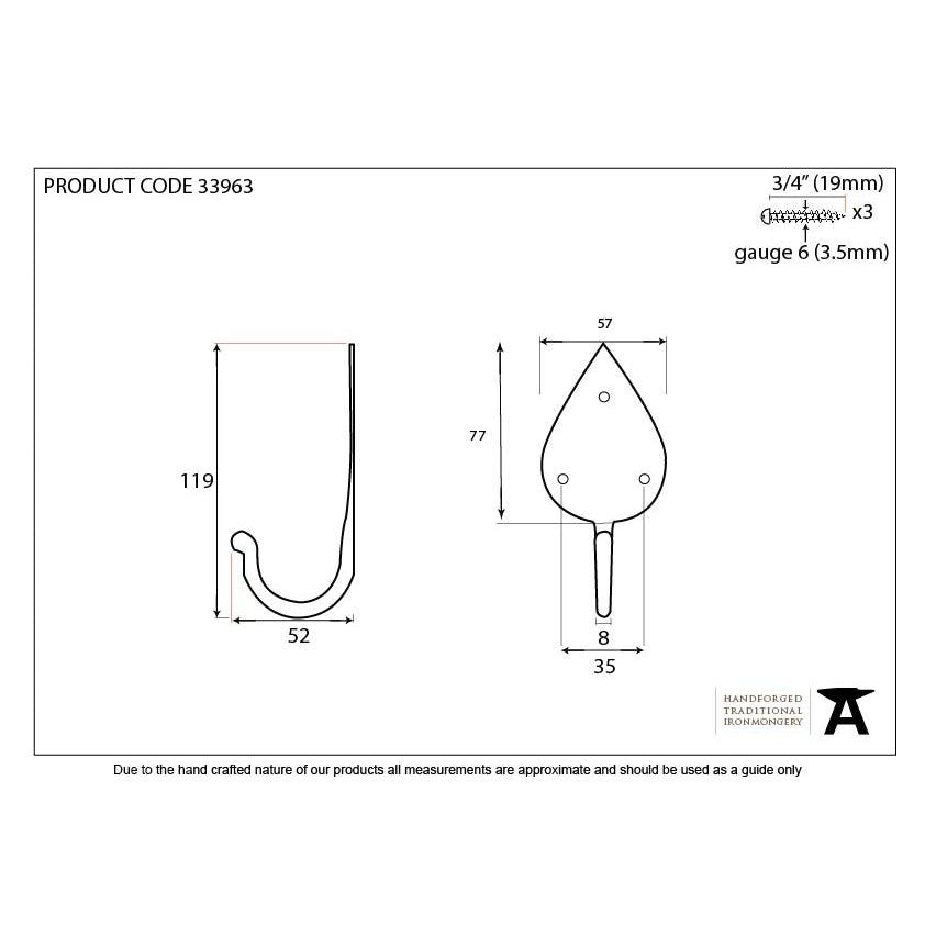 Black Gothic Coat Hook | From The Anvil-Coat Hooks-Yester Home