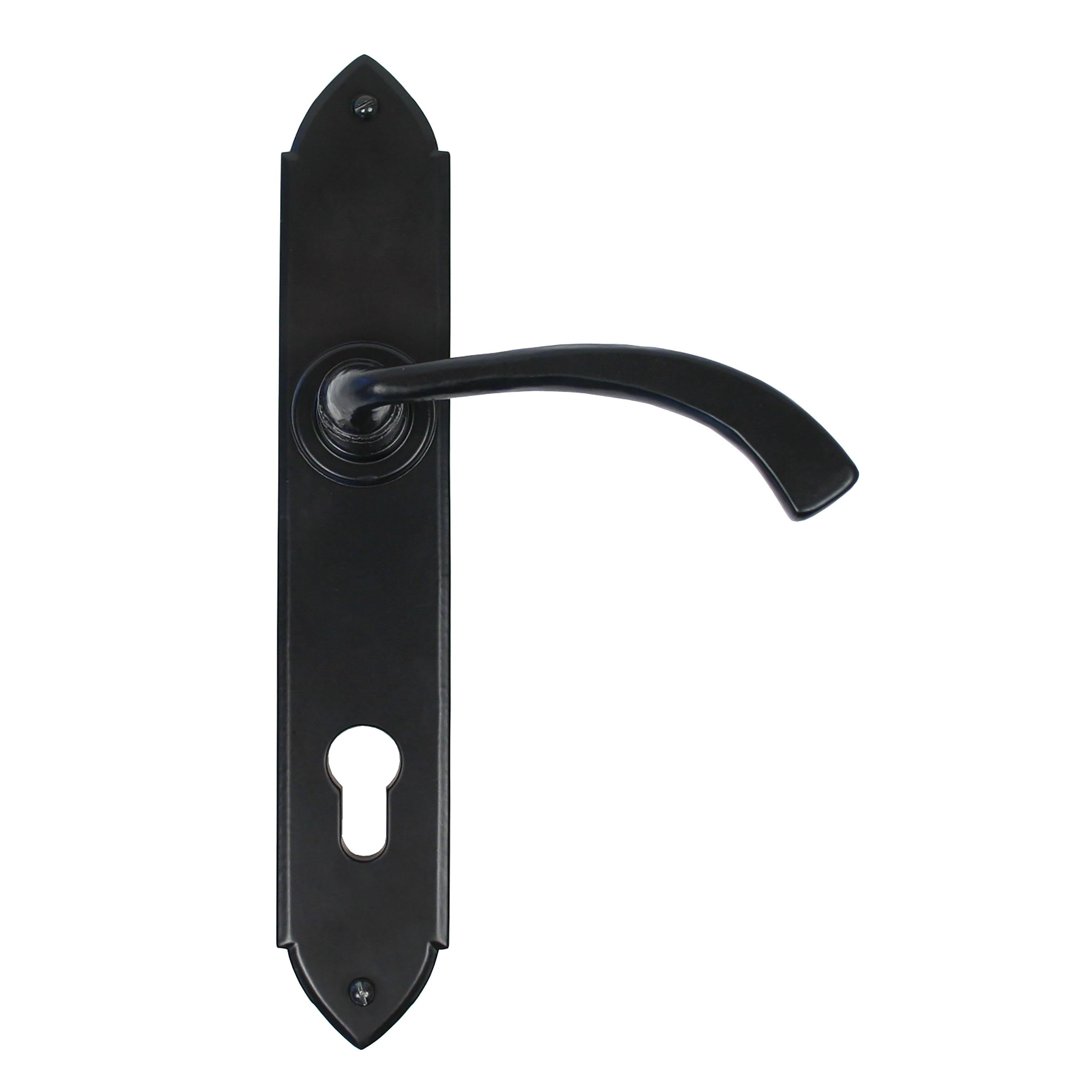 Black Gothic Curved Lever Espag. Lock Set | From The Anvil - Espagnolette - From The Anvil - Yester Home
