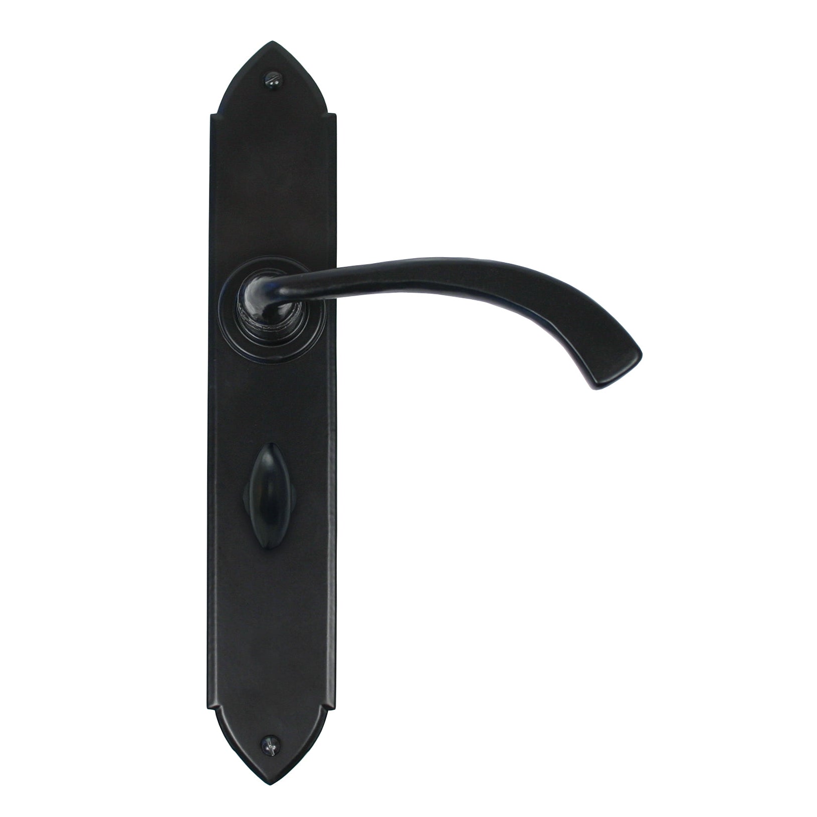 Black Gothic Curved Sprung Lever Bathroom Set | From The Anvil-Lever Bathroom-Yester Home