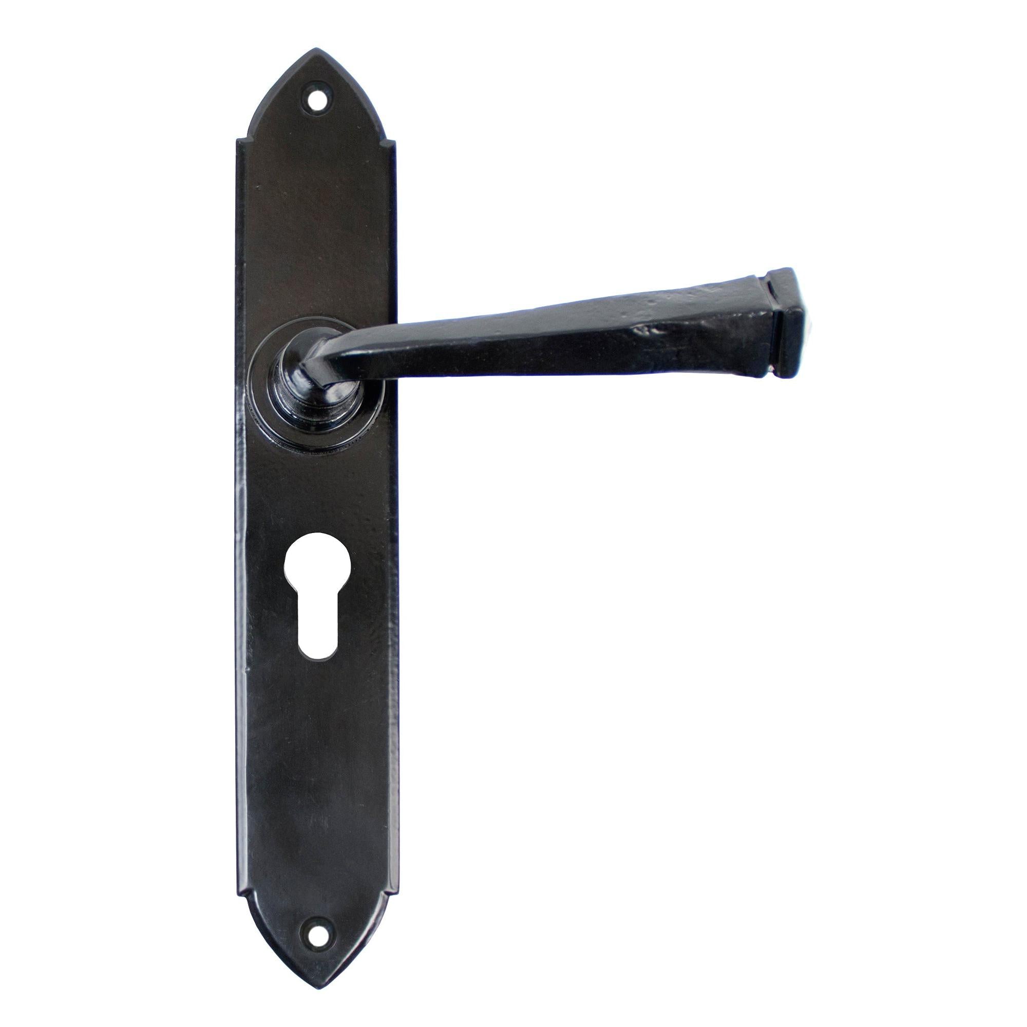 Black Gothic Lever Euro Lock Set | From The Anvil - Lever Euro - From The Anvil - Yester Home