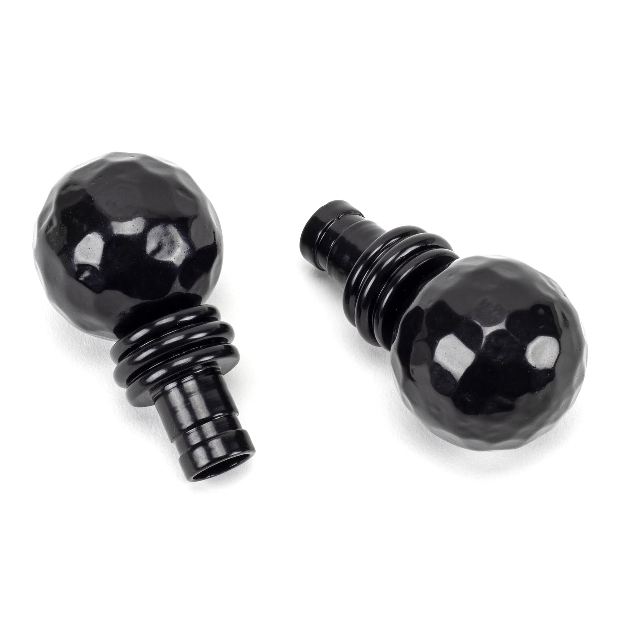 Black Hammered Ball Curtain Finial (pair) | From The Anvil - Finials - From The Anvil - Yester Home