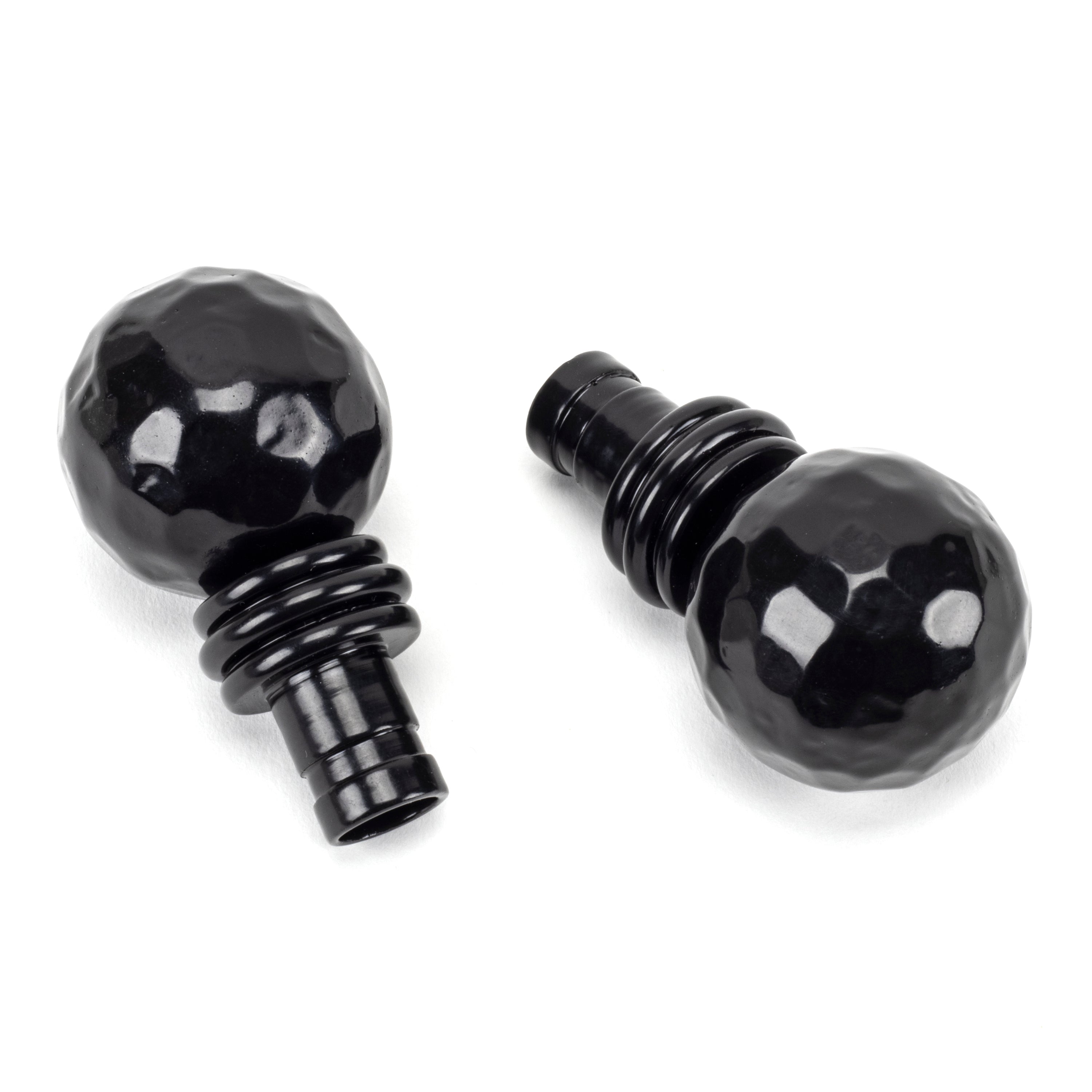 Black Hammered Ball Curtain Finial (pair) | From The Anvil-Finials-Yester Home