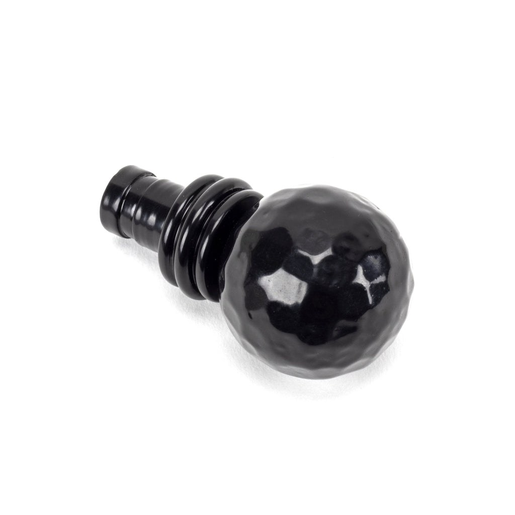 Black Hammered Ball Curtain Finial (pair) | From The Anvil-Finials-Yester Home