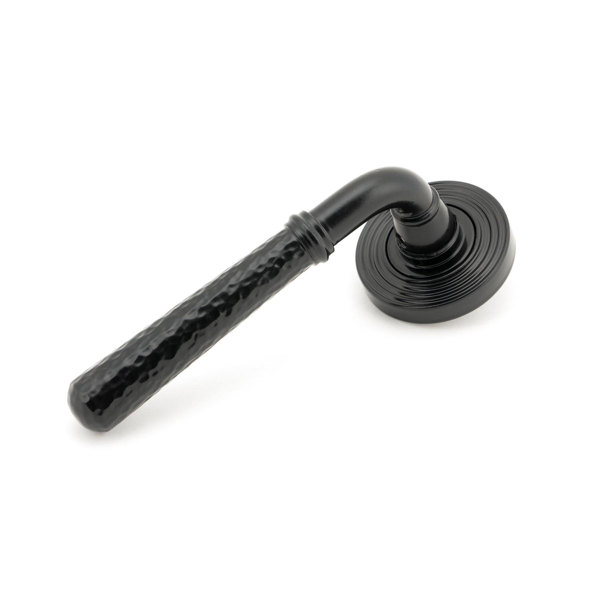 Black Hammered Newbury Lever on Rose Set (Beehive) - Unsprung | From The Anvil - Concealed - From The Anvil - Yester Home