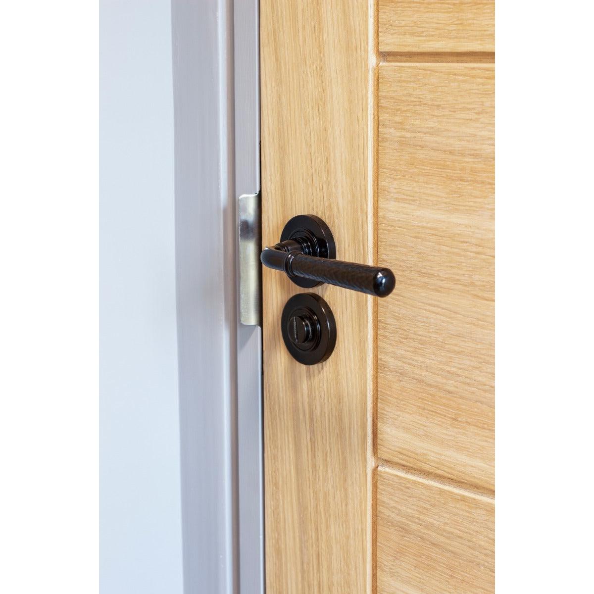 Black Hammered Newbury Lever on Rose Set (Plain) | From The Anvil-Concealed-Yester Home