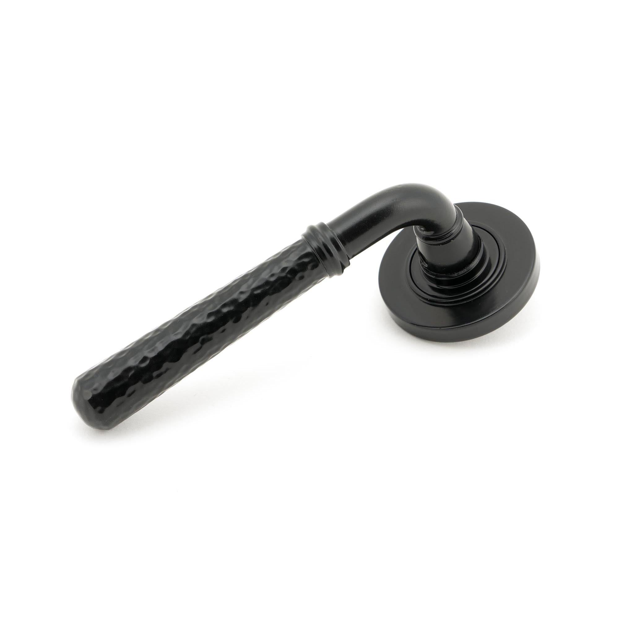 Black Hammered Newbury Lever on Rose Set (Plain) - Unsprung | From The Anvil - Concealed - From The Anvil - Yester Home
