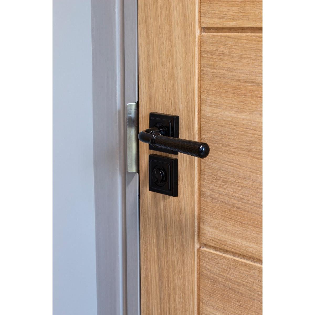 Black Hammered Newbury Lever on Rose Set (Square) | From The Anvil-Concealed-Yester Home