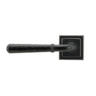 Black Hammered Newbury Lever on Rose Set (Square) - Unsprung | From The Anvil - Concealed - From The Anvil - Yester Home