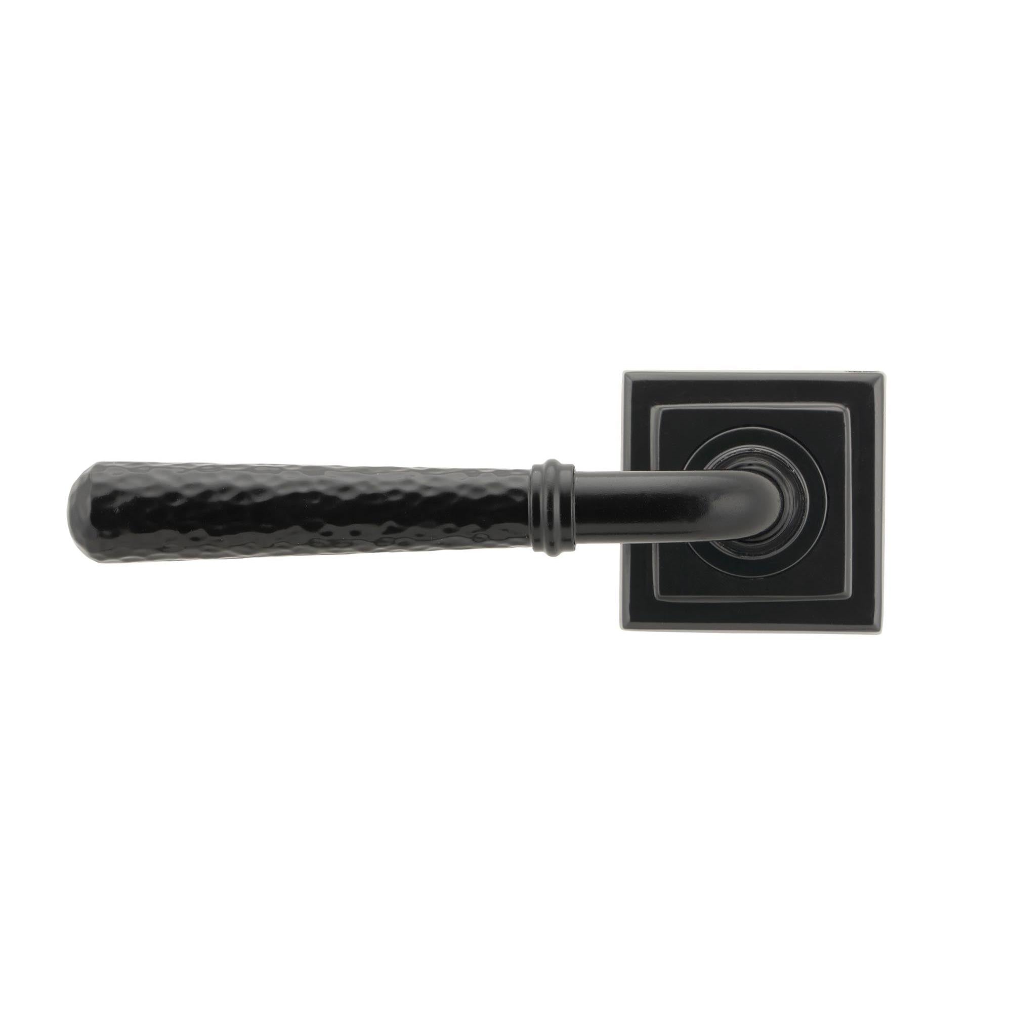 Black Hammered Newbury Lever on Rose Set (Square) - Unsprung | From The Anvil - Concealed - From The Anvil - Yester Home