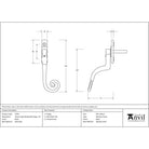 Black Large 16mm Monkeytail Espag - RH | From The Anvil - Espag. Fasteners - From The Anvil - Yester Home