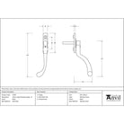 Black Large 16mm Peardrop Espag - LH | From The Anvil - Espag. Fasteners - From The Anvil - Yester Home