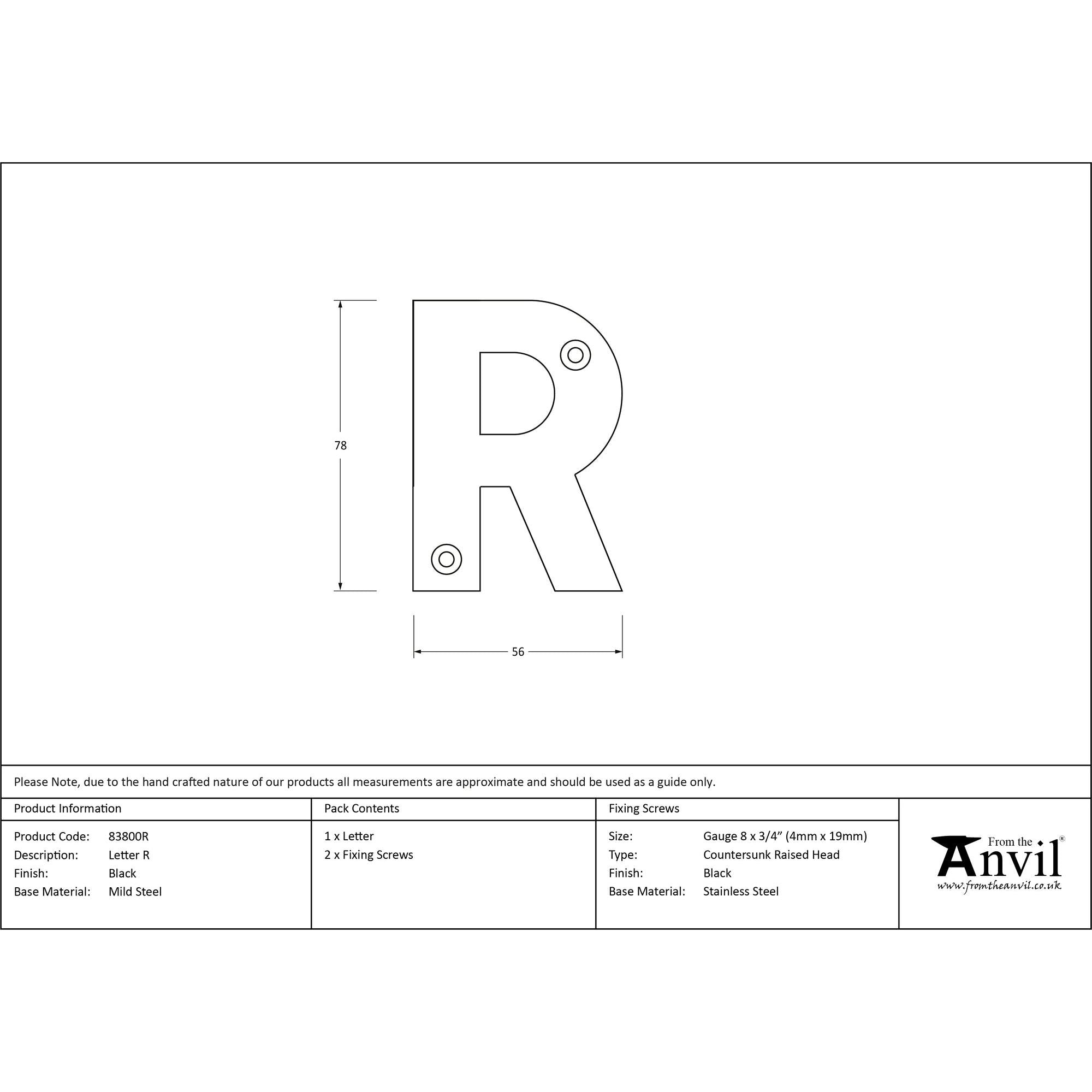 Black Letter R | From The Anvil - Letters - From The Anvil - Yester Home