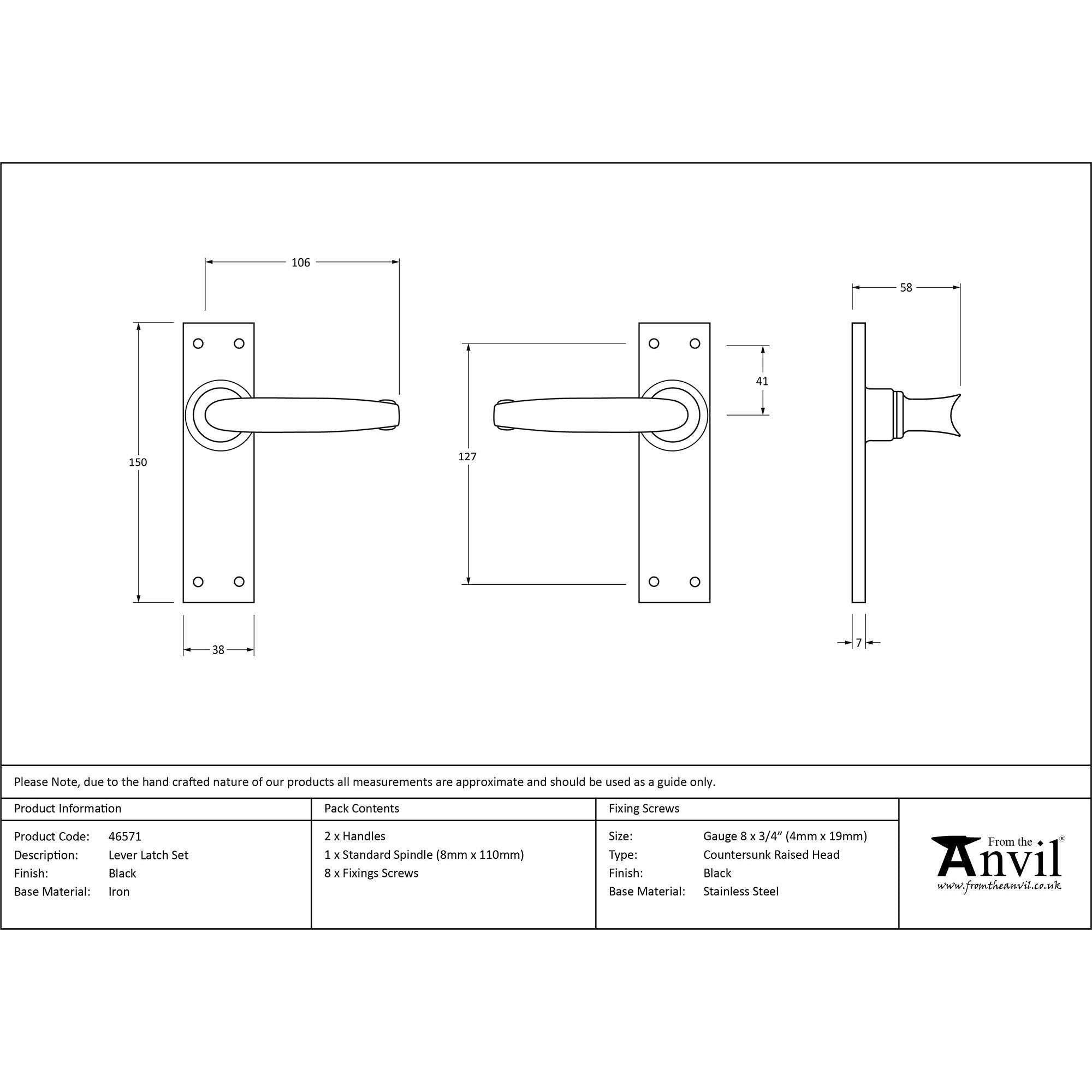 Black Lever Latch Set | From The Anvil - Lever Latch - From The Anvil - Yester Home