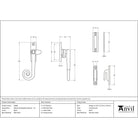 Black Locking Deluxe Monkeytail Fastener - LH | From The Anvil-Locking Fasteners-Yester Home