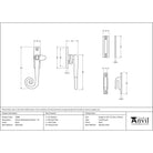 Black Locking Deluxe Monkeytail Fastener - LH | From The Anvil - Locking Fasteners - From The Anvil - Yester Home