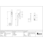 Black Locking Night-Vent Monkeytail Fastener - LH | From The Anvil - Night-Vent Fasteners - From The Anvil - Yester Home