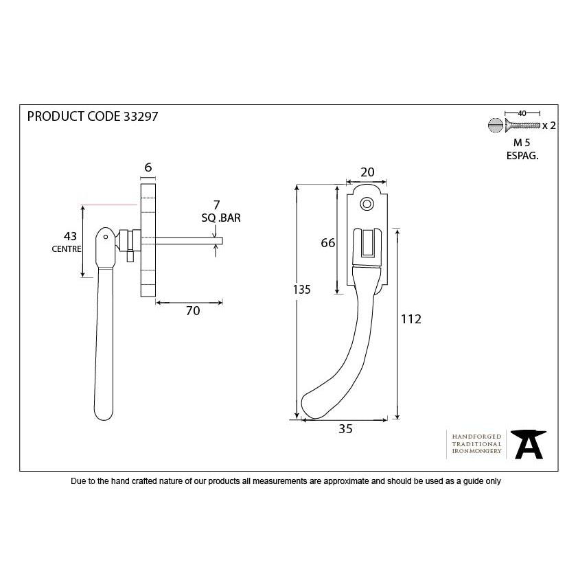 Black Locking Peardrop Espag - LH | From The Anvil-Espag. Fasteners-Yester Home