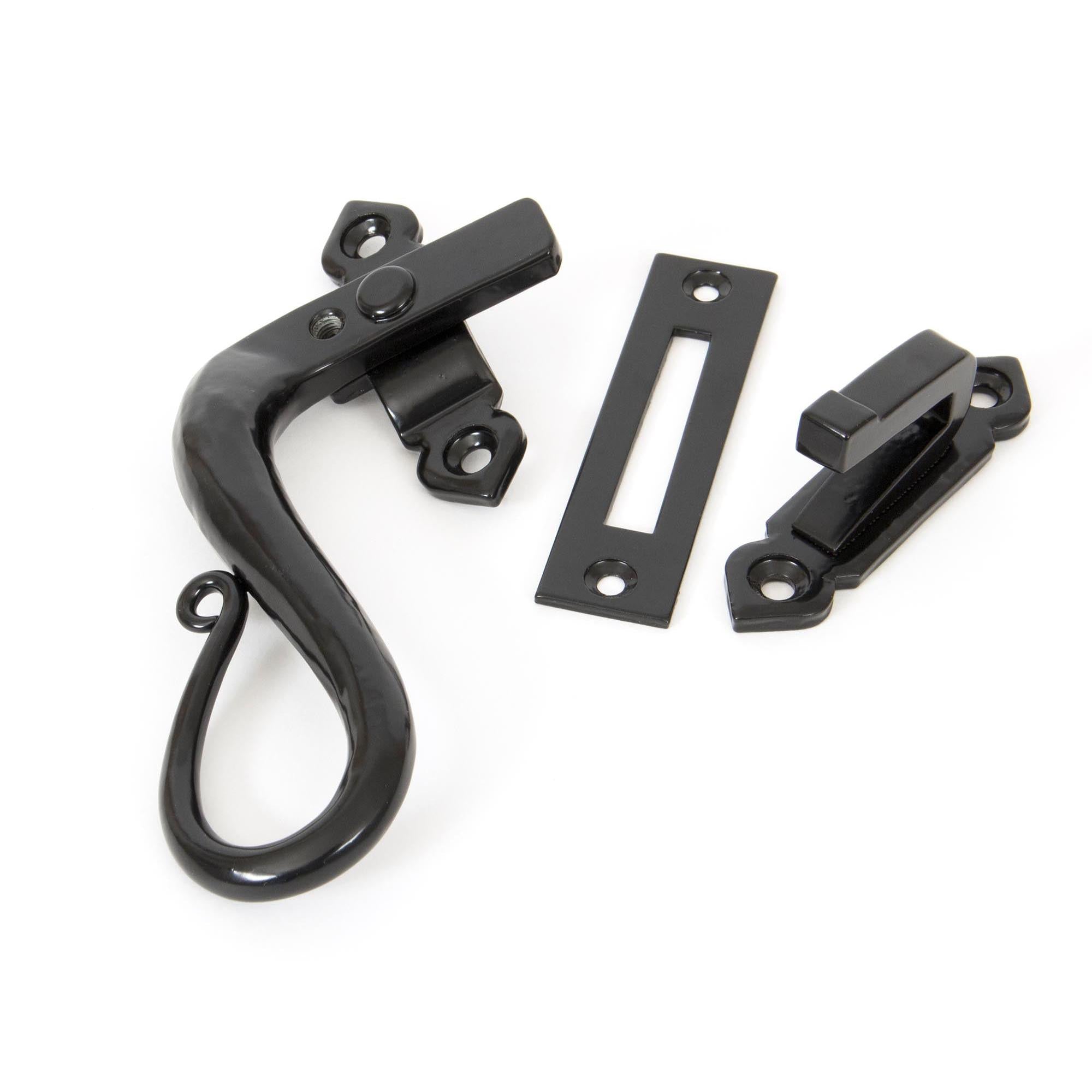 Black Locking Shepherd's Crook Fastener - LH | From The Anvil - Locking Fasteners - From The Anvil - Yester Home