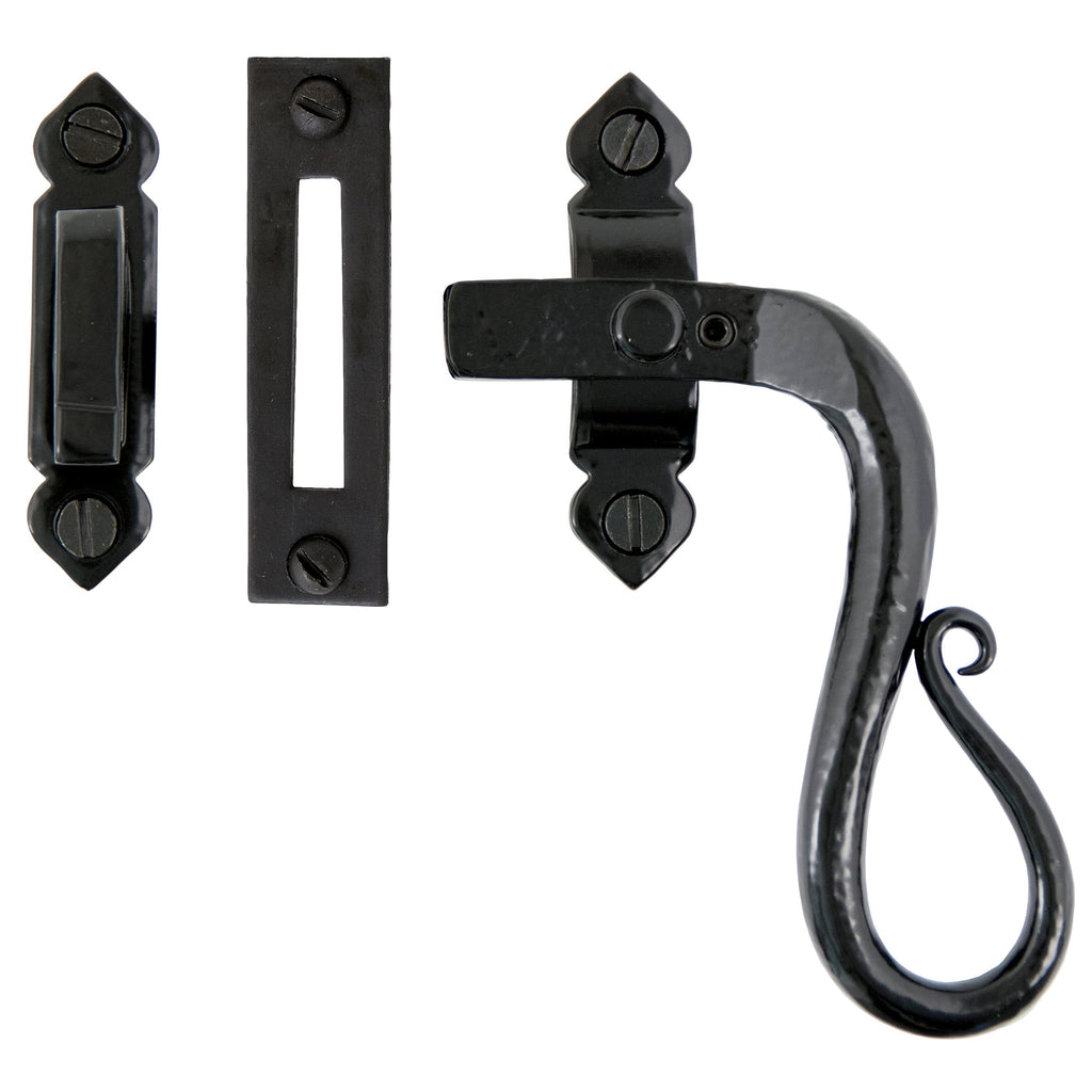 Black Locking Shepherd's Crook Fastener - RH | From The Anvil-Locking Fasteners-Yester Home
