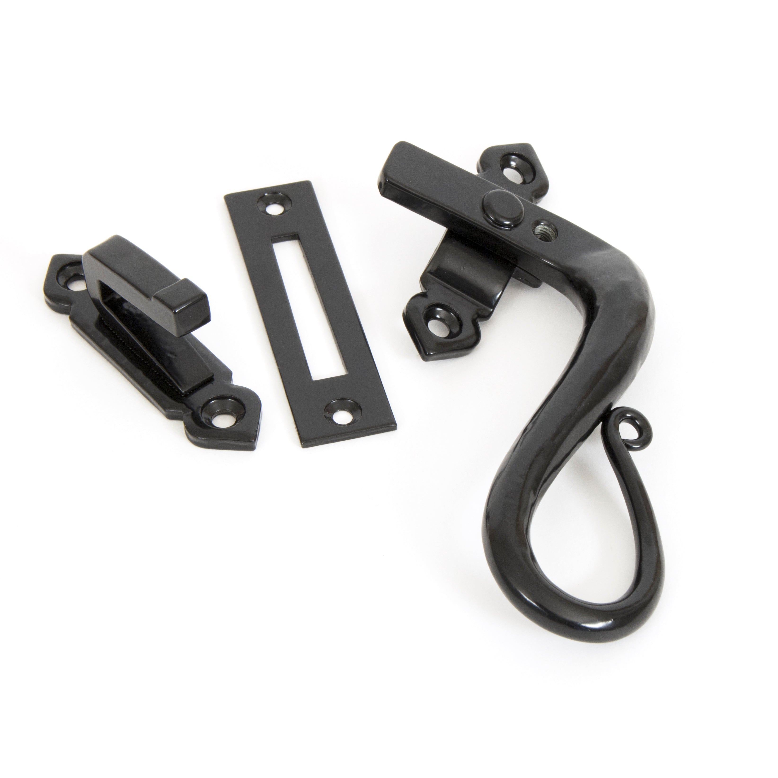 Black Locking Shepherd's Crook Fastener - RH | From The Anvil-Locking Fasteners-Yester Home