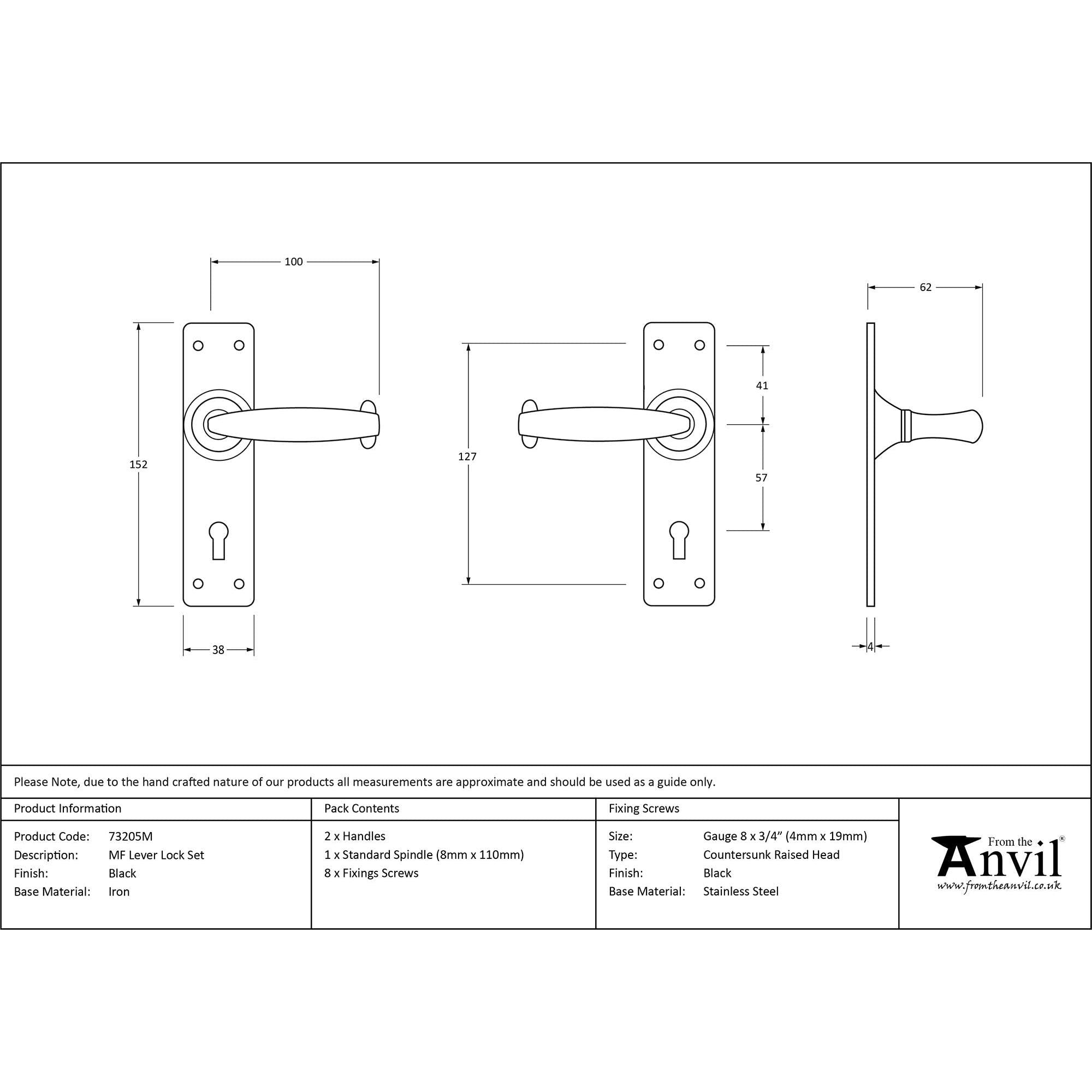 Black MF Lever Lock Set | From The Anvil - Lever Lock - From The Anvil - Yester Home